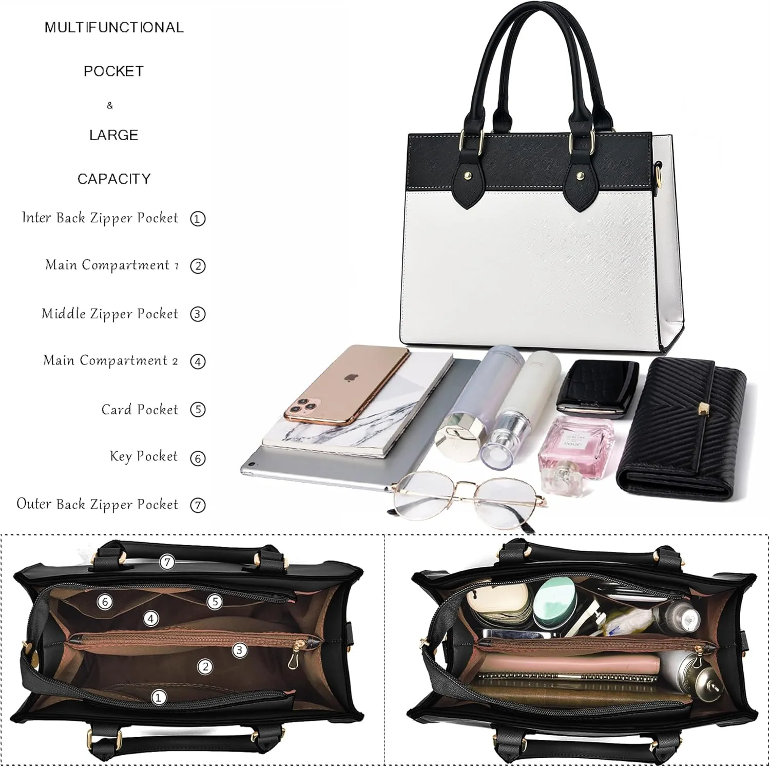 CHICAROUSAL Crossbody Purses and Handbags for Women PU Leather Tote Top Handle Satchel Shoulder Bags