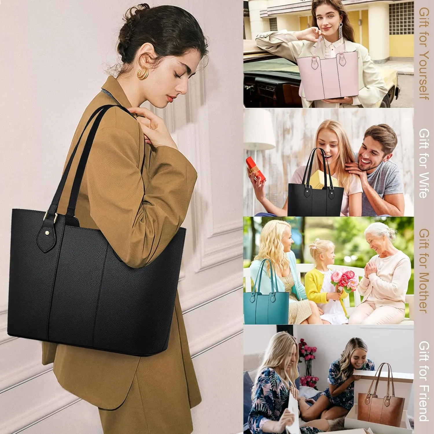 CHICAROUSAL Tote Bag for Women Large Handbags and Purses for Women PU Leather Womens Shoulder Bags