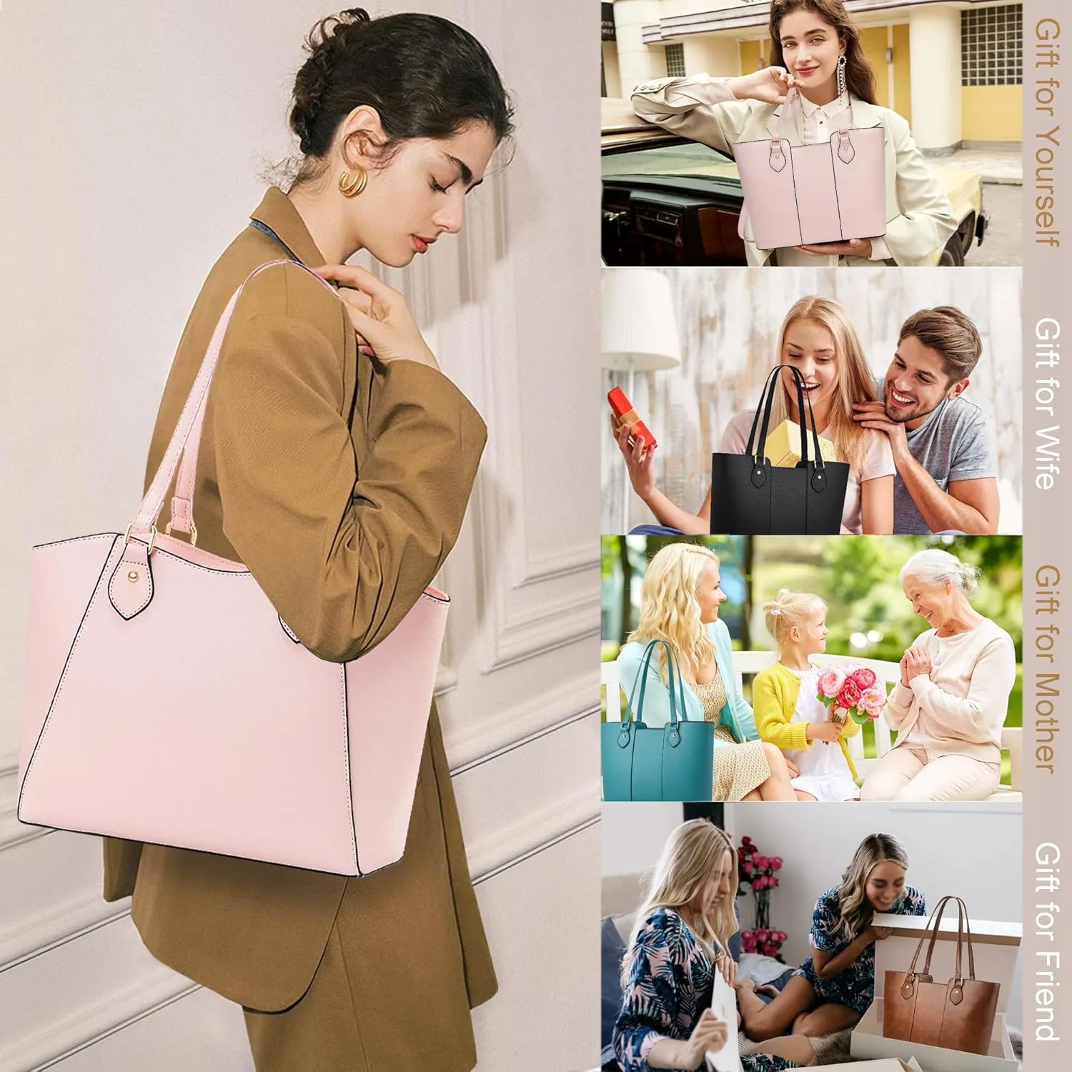 CHICAROUSAL Tote Bag for Women Large Handbags and Purses for Women PU Leather Womens Shoulder Bags
