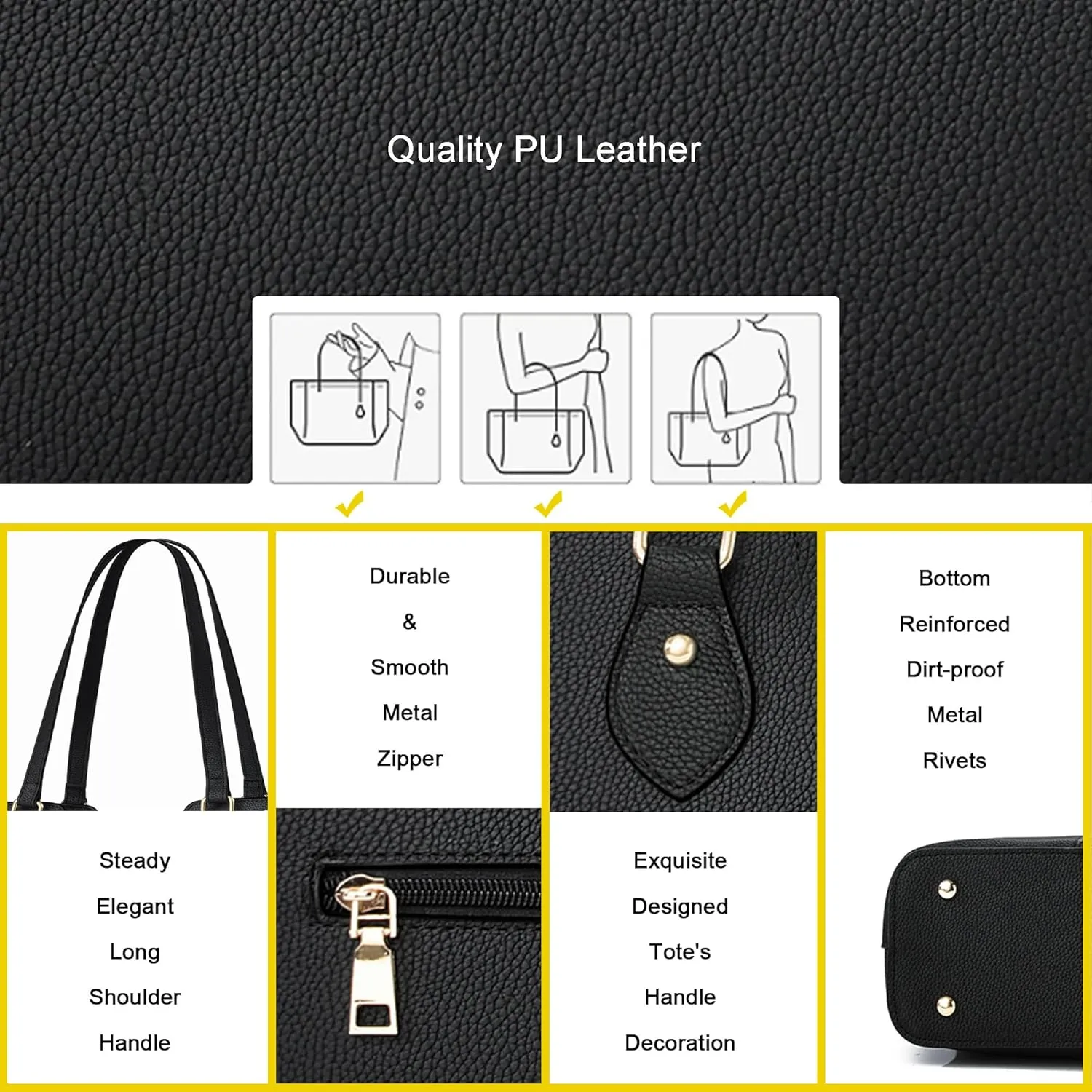 CHICAROUSAL Tote Bag for Women Large Handbags and Purses for Women PU Leather Womens Shoulder Bags