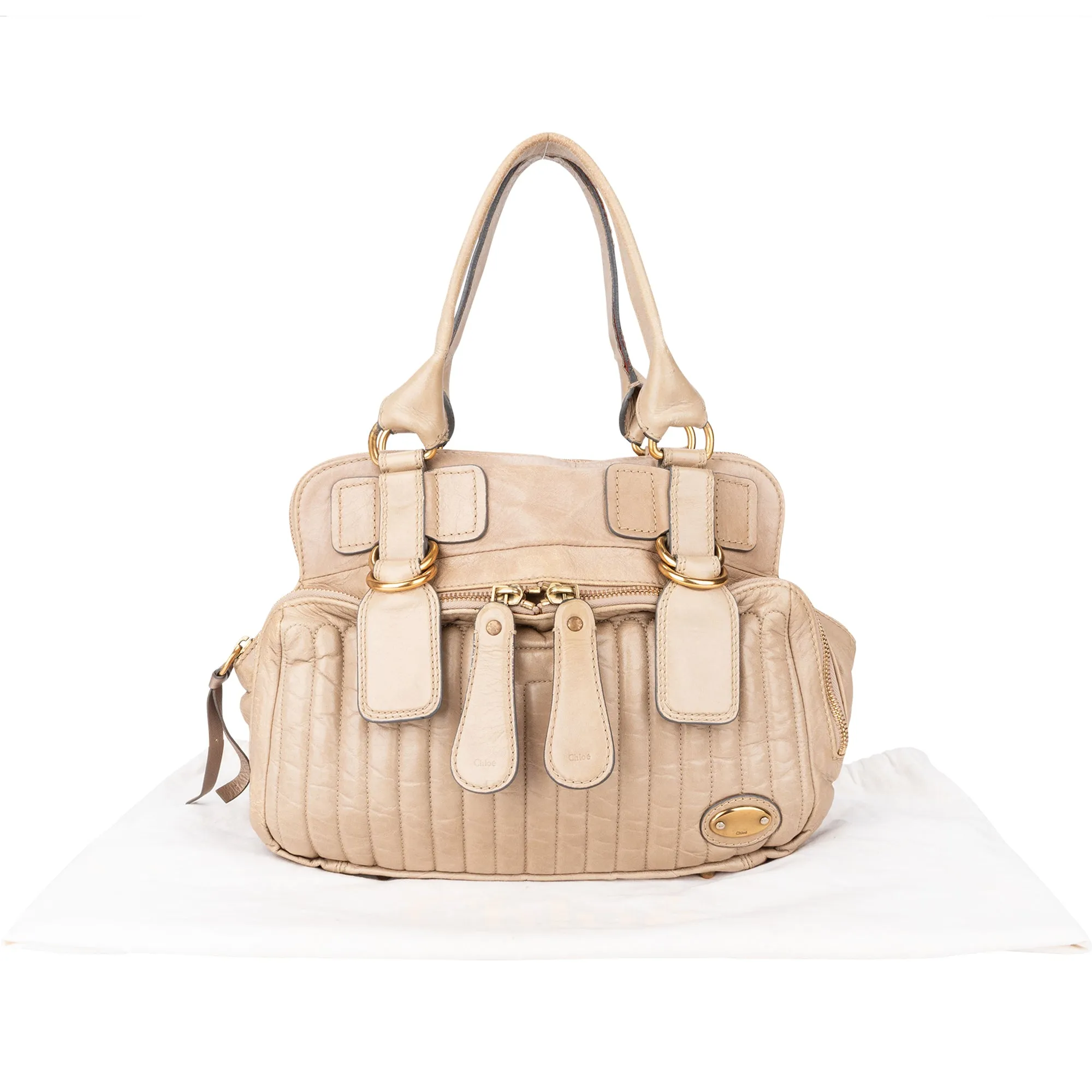 Chloe Beige Leather Bay Satchel Handbag