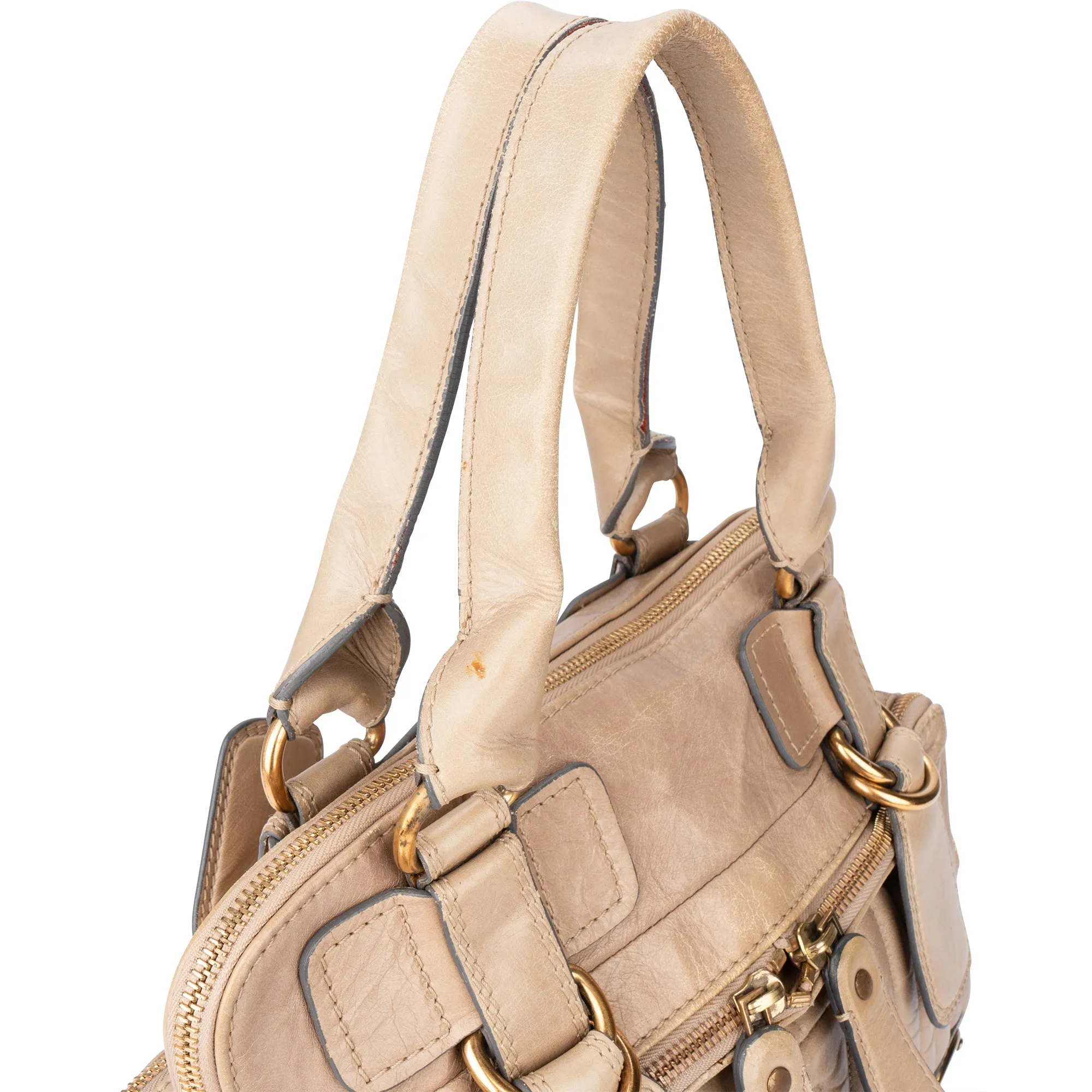 Chloe Beige Leather Bay Satchel Handbag