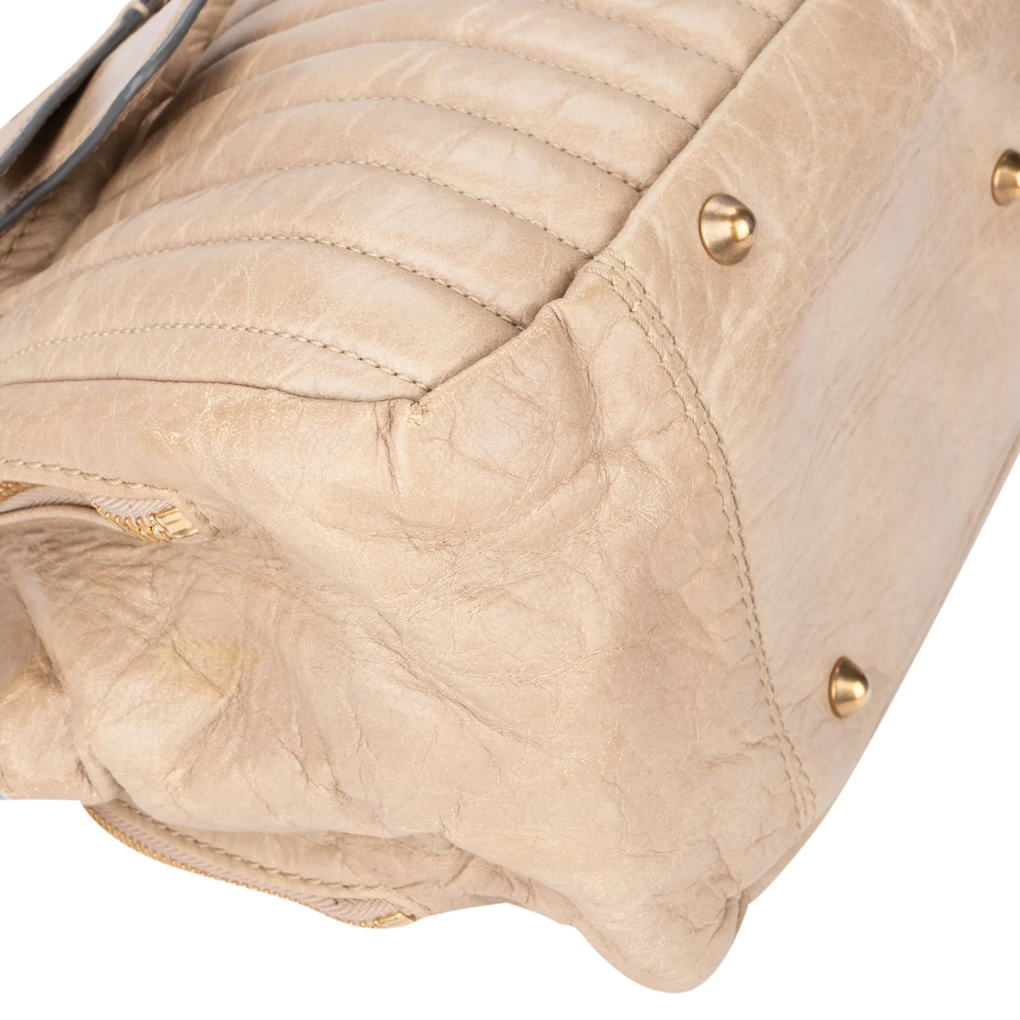 Chloe Beige Leather Bay Satchel Handbag