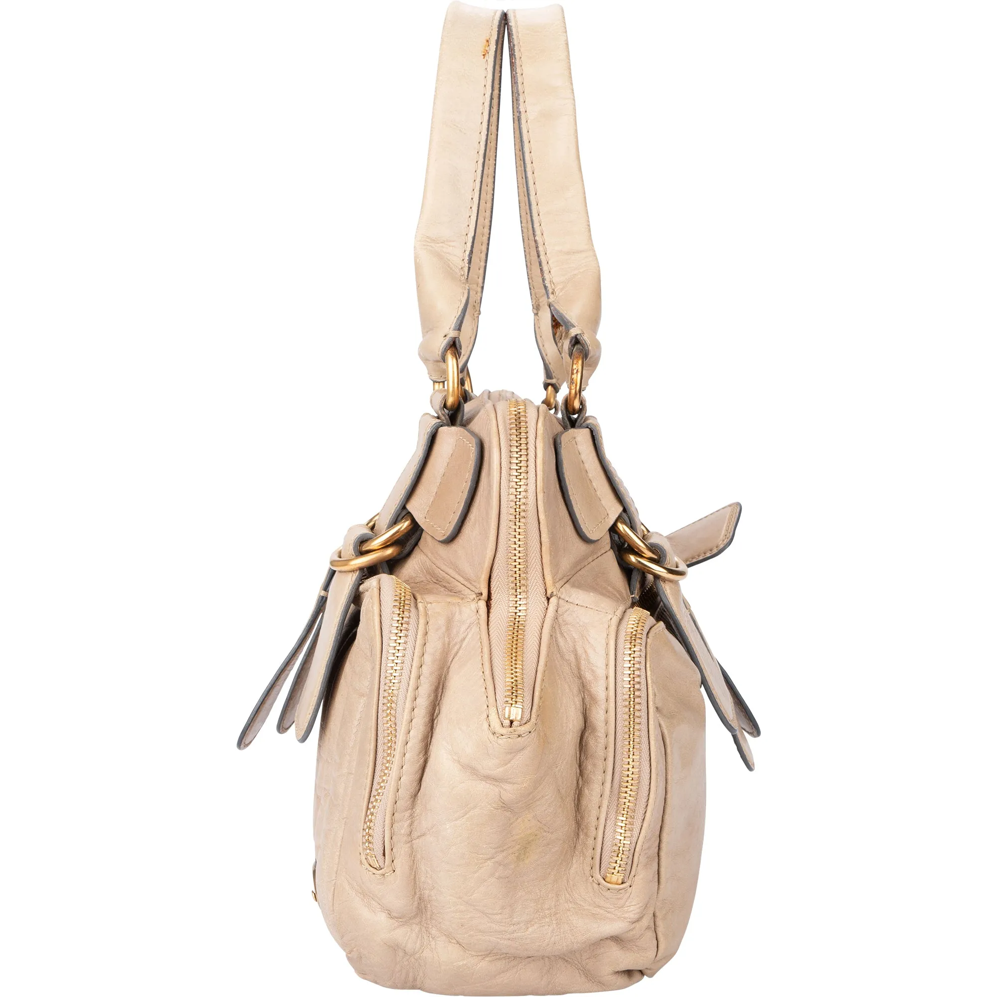 Chloe Beige Leather Bay Satchel Handbag