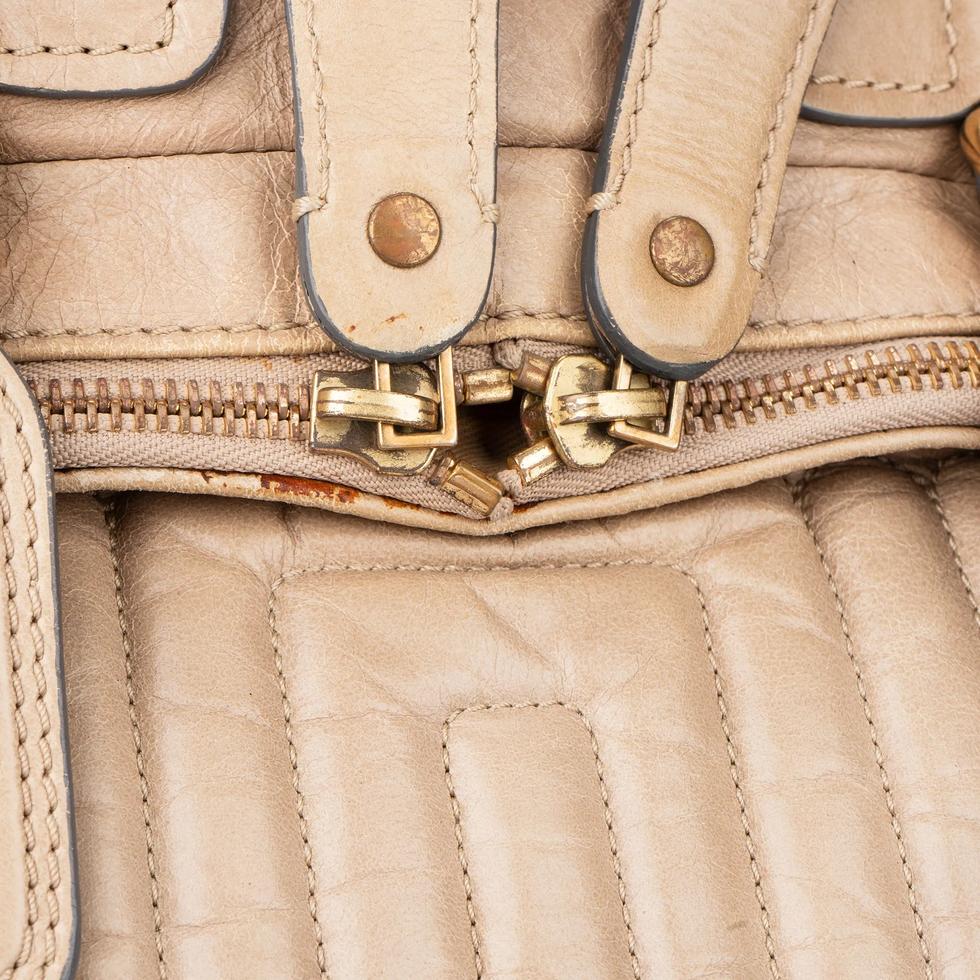 Chloe Beige Leather Bay Satchel Handbag