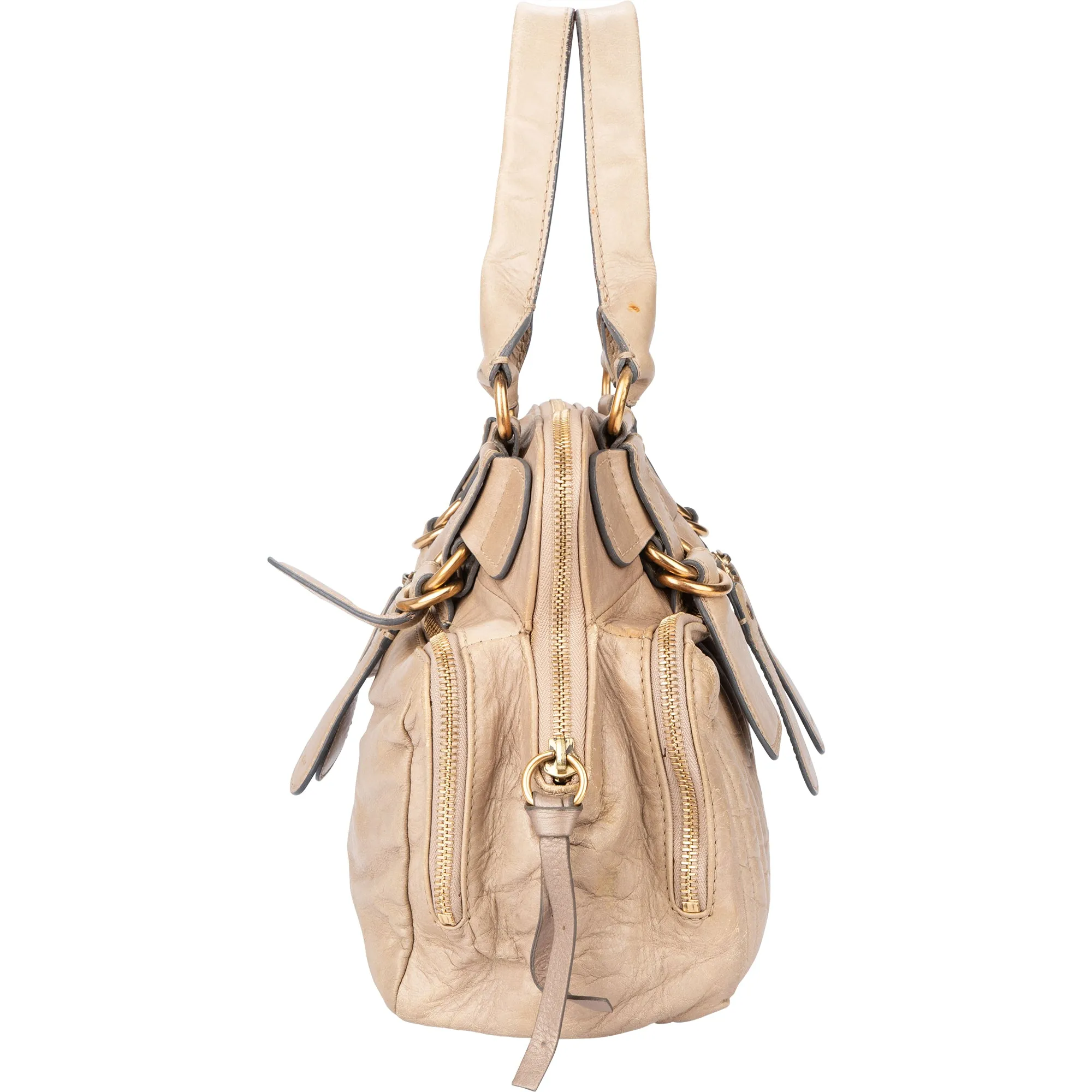 Chloe Beige Leather Bay Satchel Handbag