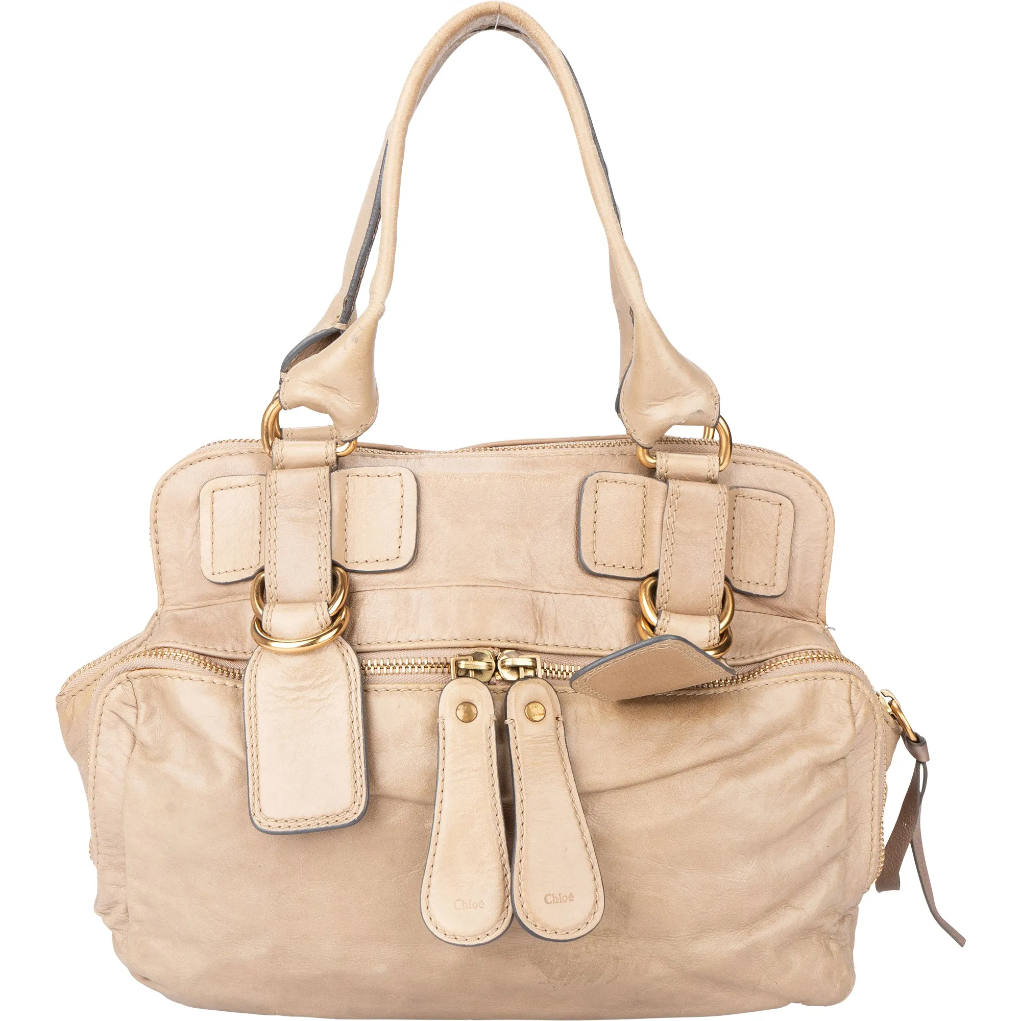 Chloe Beige Leather Bay Satchel Handbag