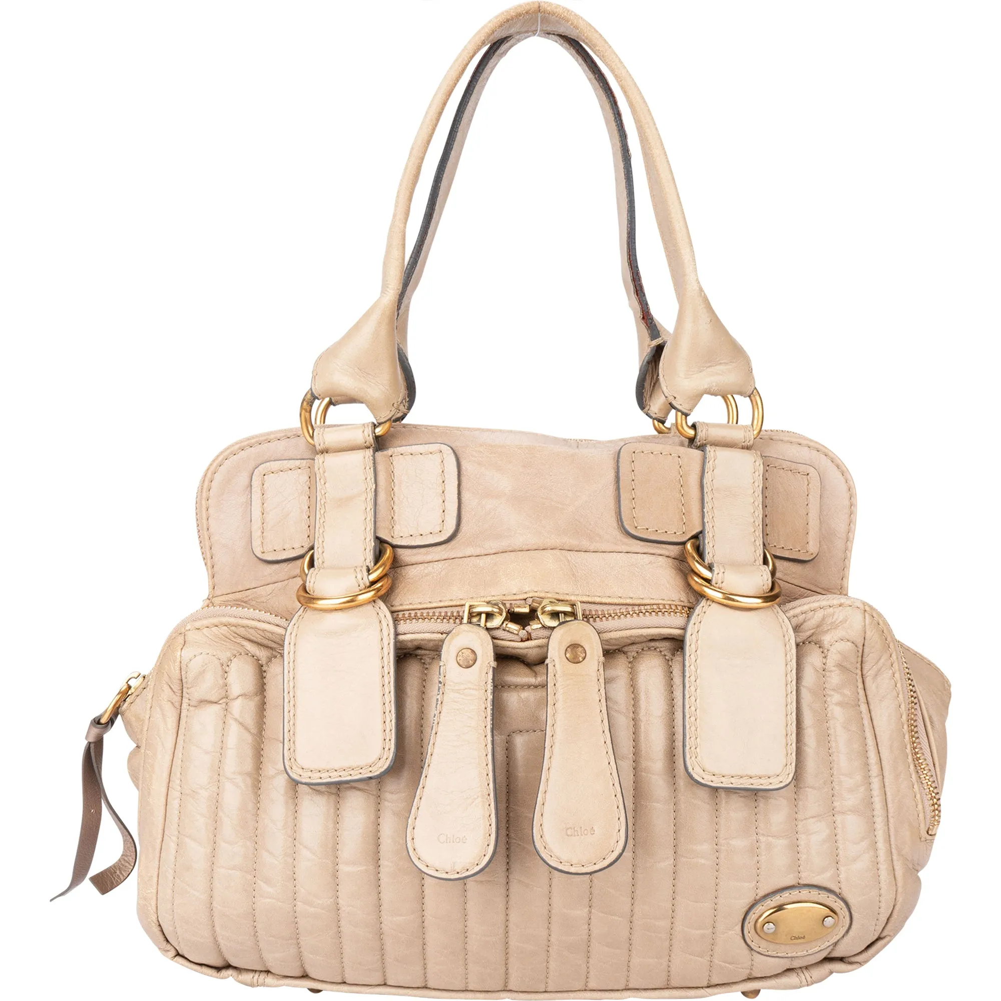 Chloe Beige Leather Bay Satchel Handbag