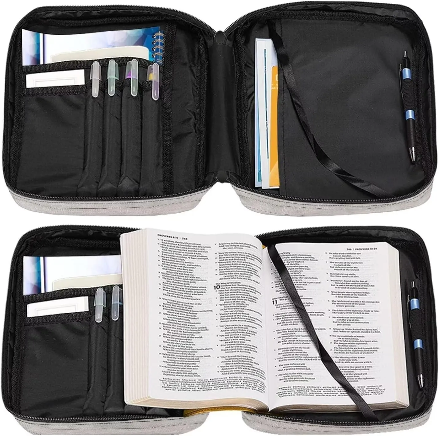 Christian Print Bible Cover,Polyester Bible Case for Women,Cross Floral Bible Bag Bible Case with Shoulder Strap