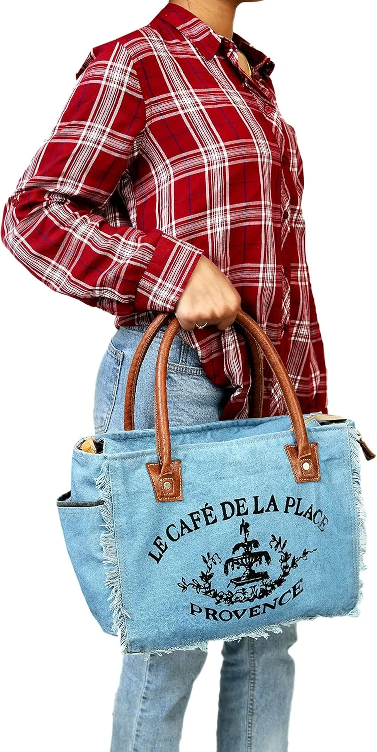 CLA Bags Sel De Mer Upcycled Canvas & Cowhide Tote