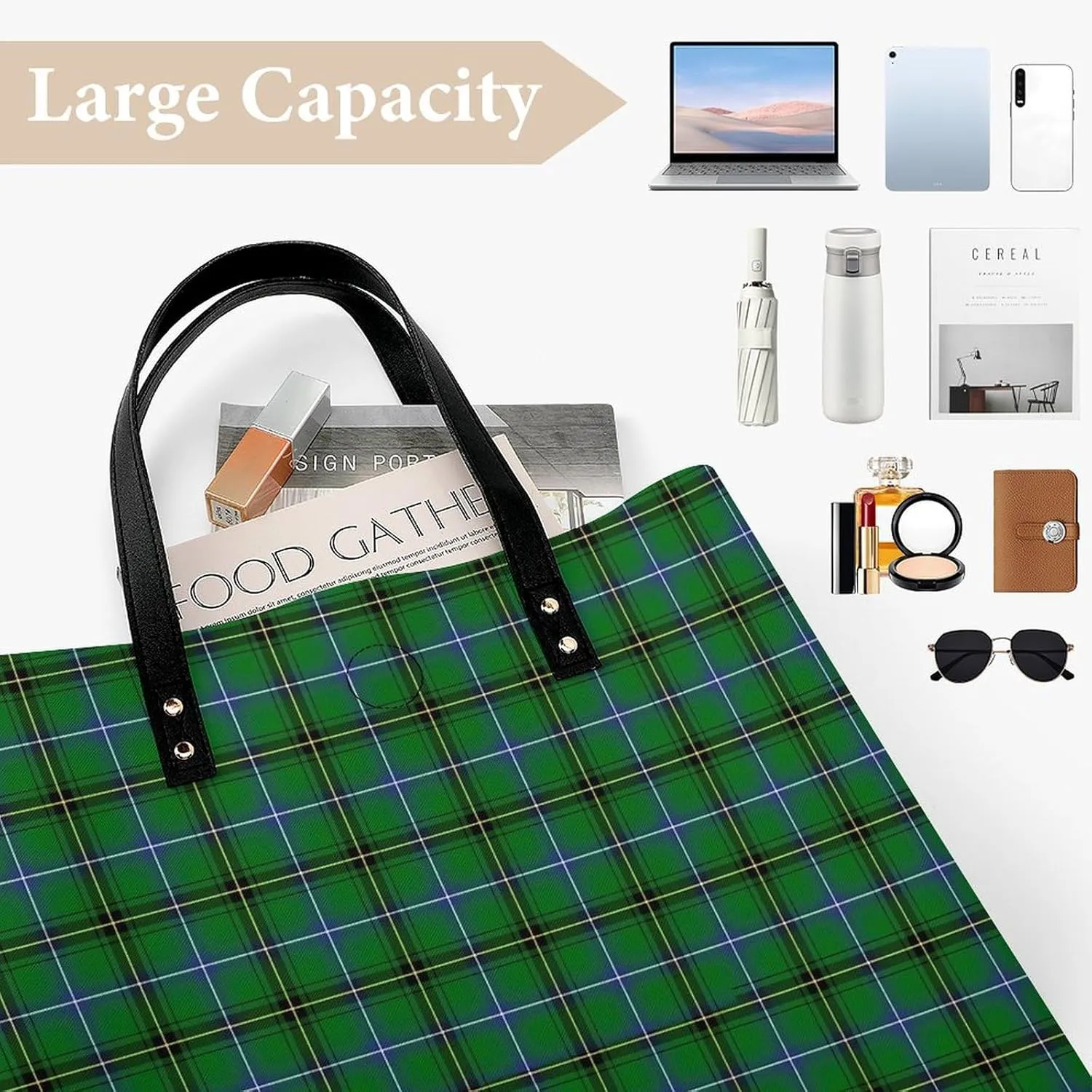 Clan Rutherford Tartan Fashionable All Printed Leather Handbag Unisex