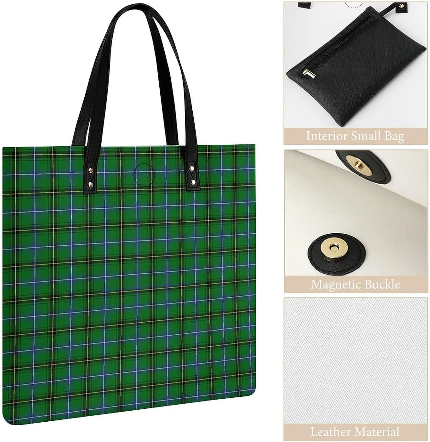 Clan Rutherford Tartan Fashionable All Printed Leather Handbag Unisex