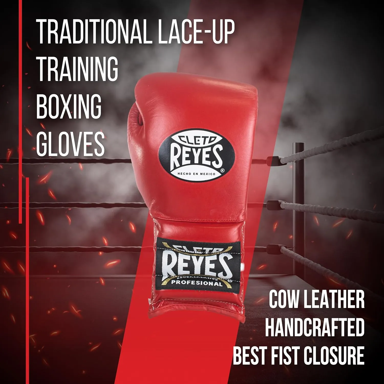 CLETO REYES Traditional Professional Boxing Gloves with Laces for Training, Sparring and Heavy Punching Bags for Men and Women, MMA, Kickboxing, Muay Thai