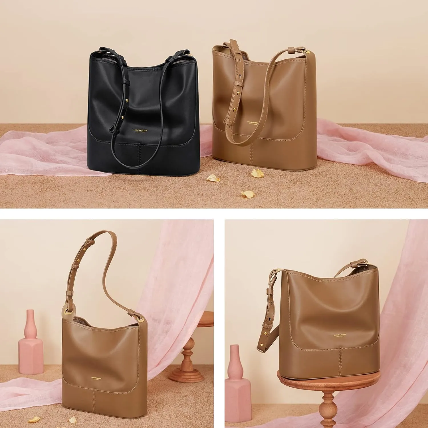 Cnoles Tote Bags Genuine Leather Hobo Shoulder Satchel Crossbody Bag Purses And Handbag for Women Ladies Handle Purse
