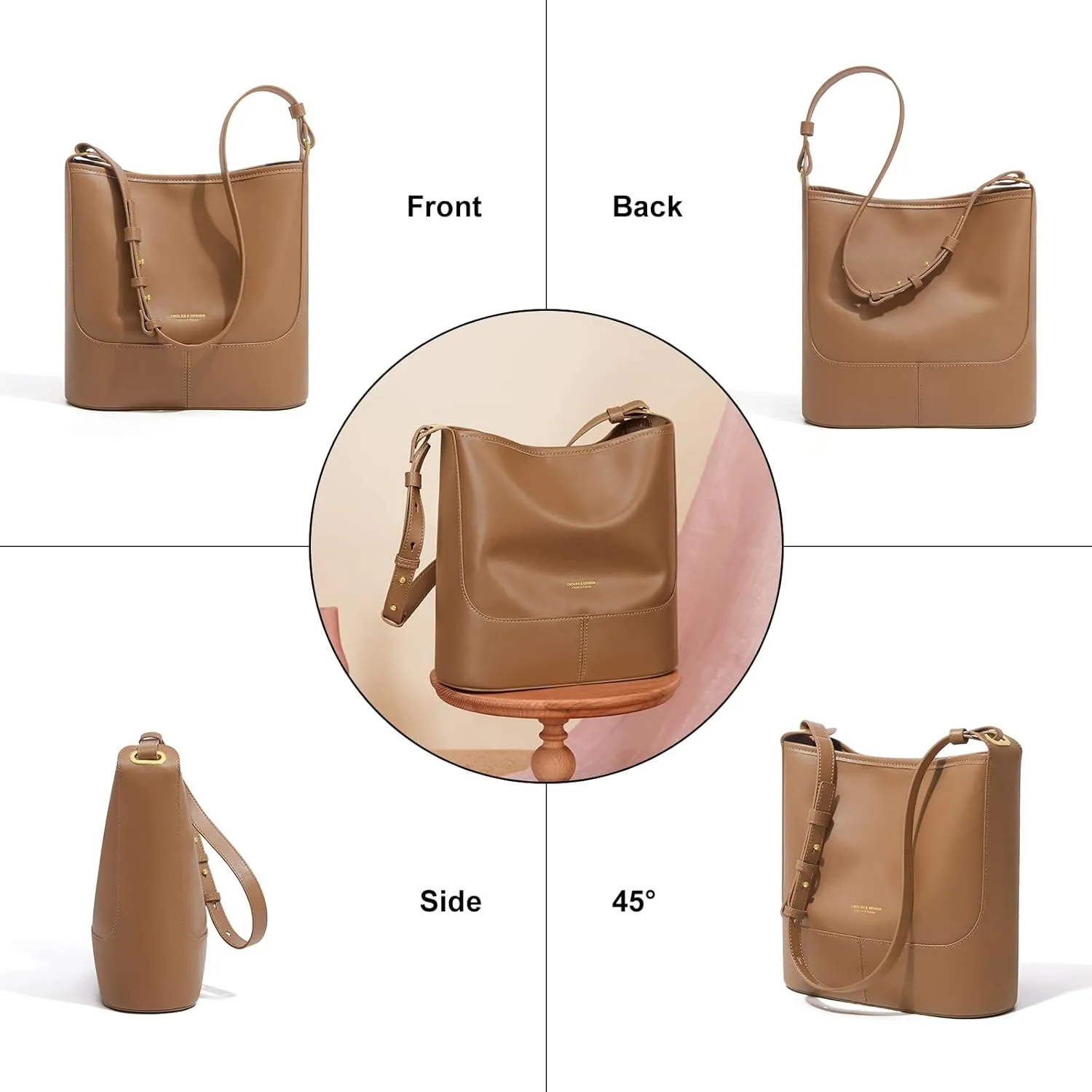 Cnoles Tote Bags Genuine Leather Hobo Shoulder Satchel Crossbody Bag Purses And Handbag for Women Ladies Handle Purse