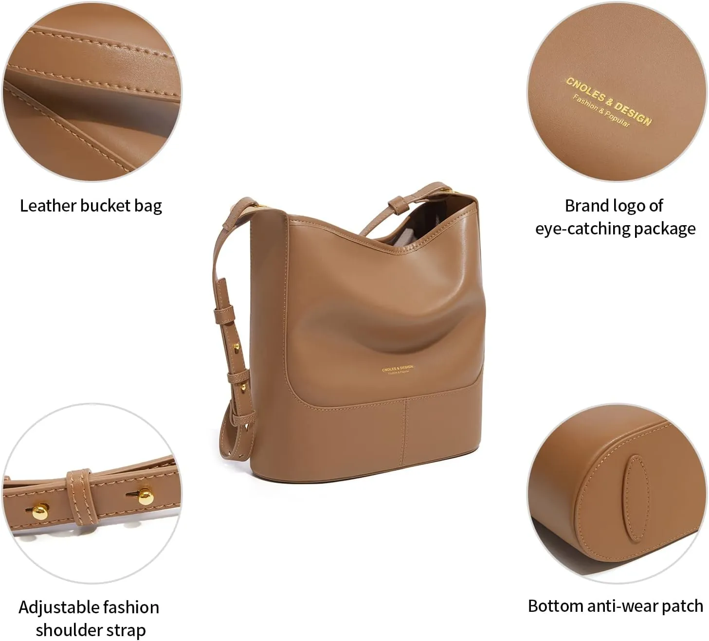 Cnoles Tote Bags Genuine Leather Hobo Shoulder Satchel Crossbody Bag Purses And Handbag for Women Ladies Handle Purse