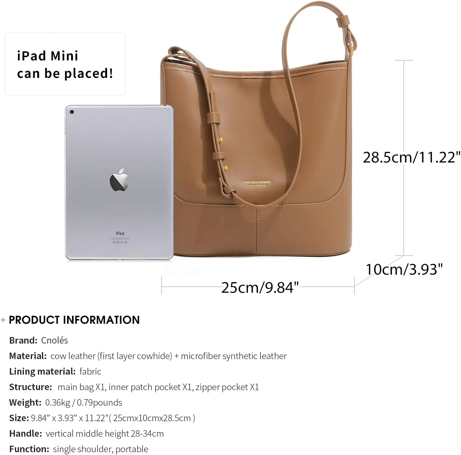 Cnoles Tote Bags Genuine Leather Hobo Shoulder Satchel Crossbody Bag Purses And Handbag for Women Ladies Handle Purse