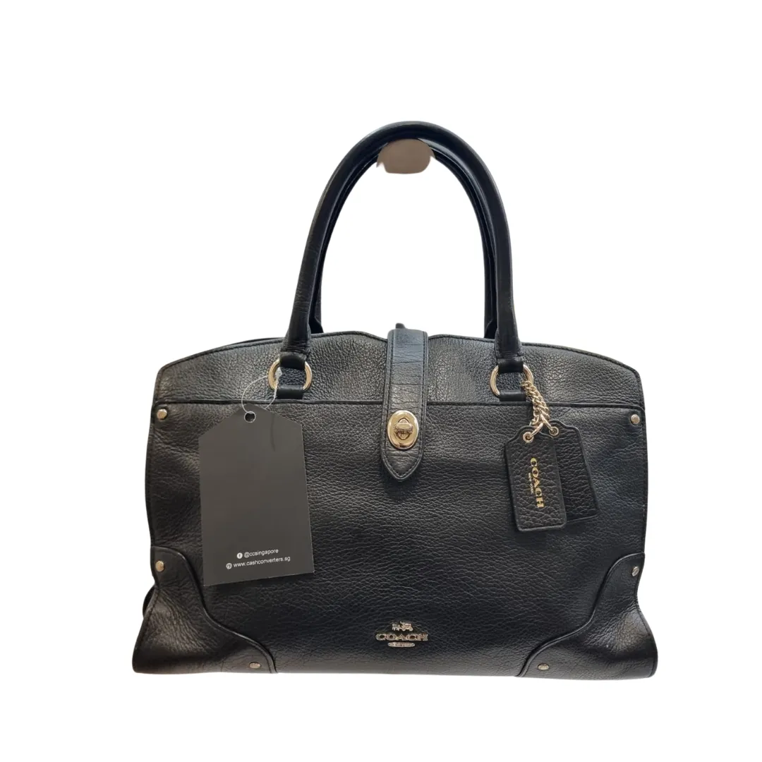 COACH Mercer 31 Satchel Grain Leather Shoulder Bag Handbag 37575 BLACK