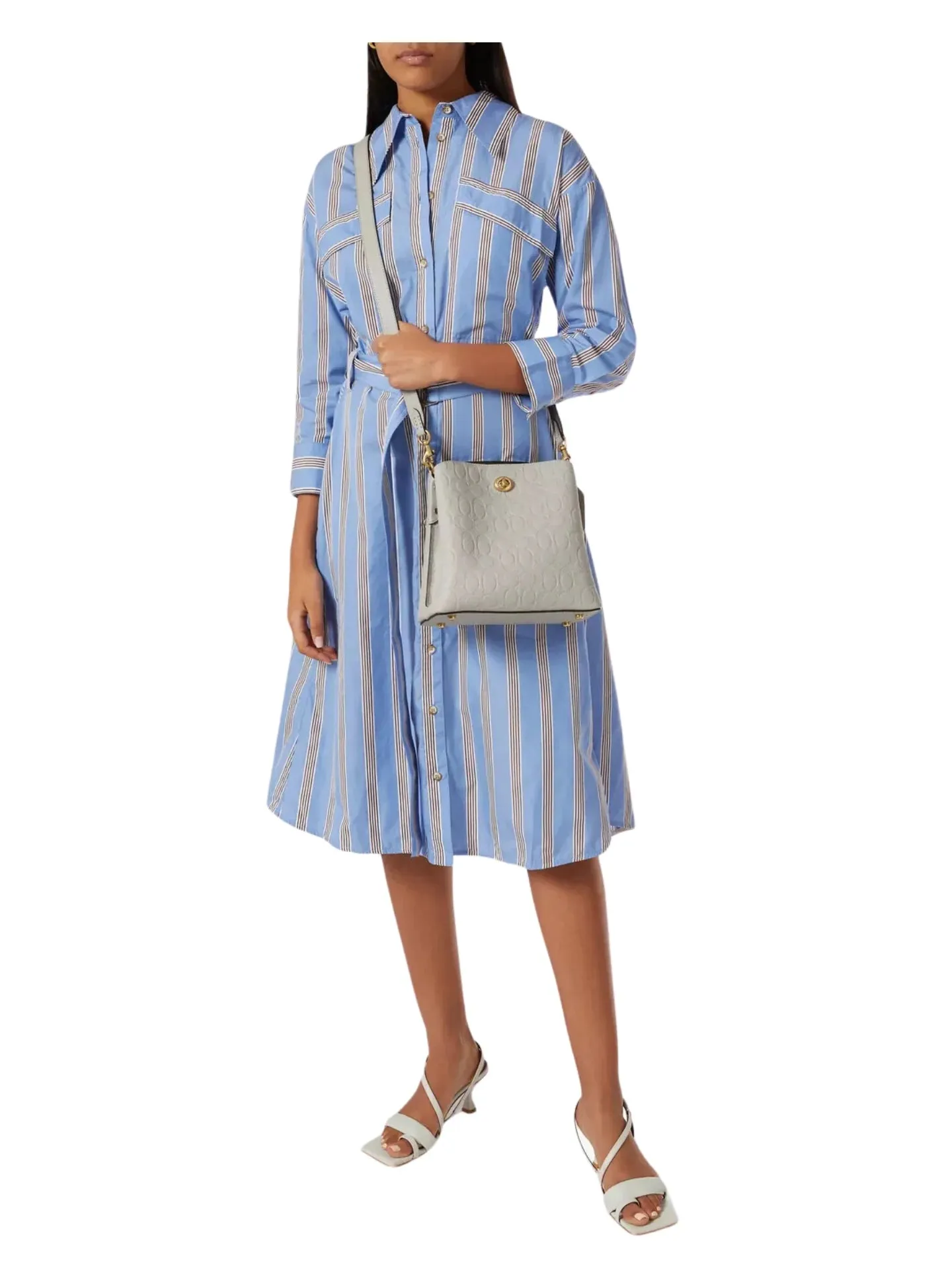 Coach Willow Bucket In Signature Embossed Leather Dove Grey