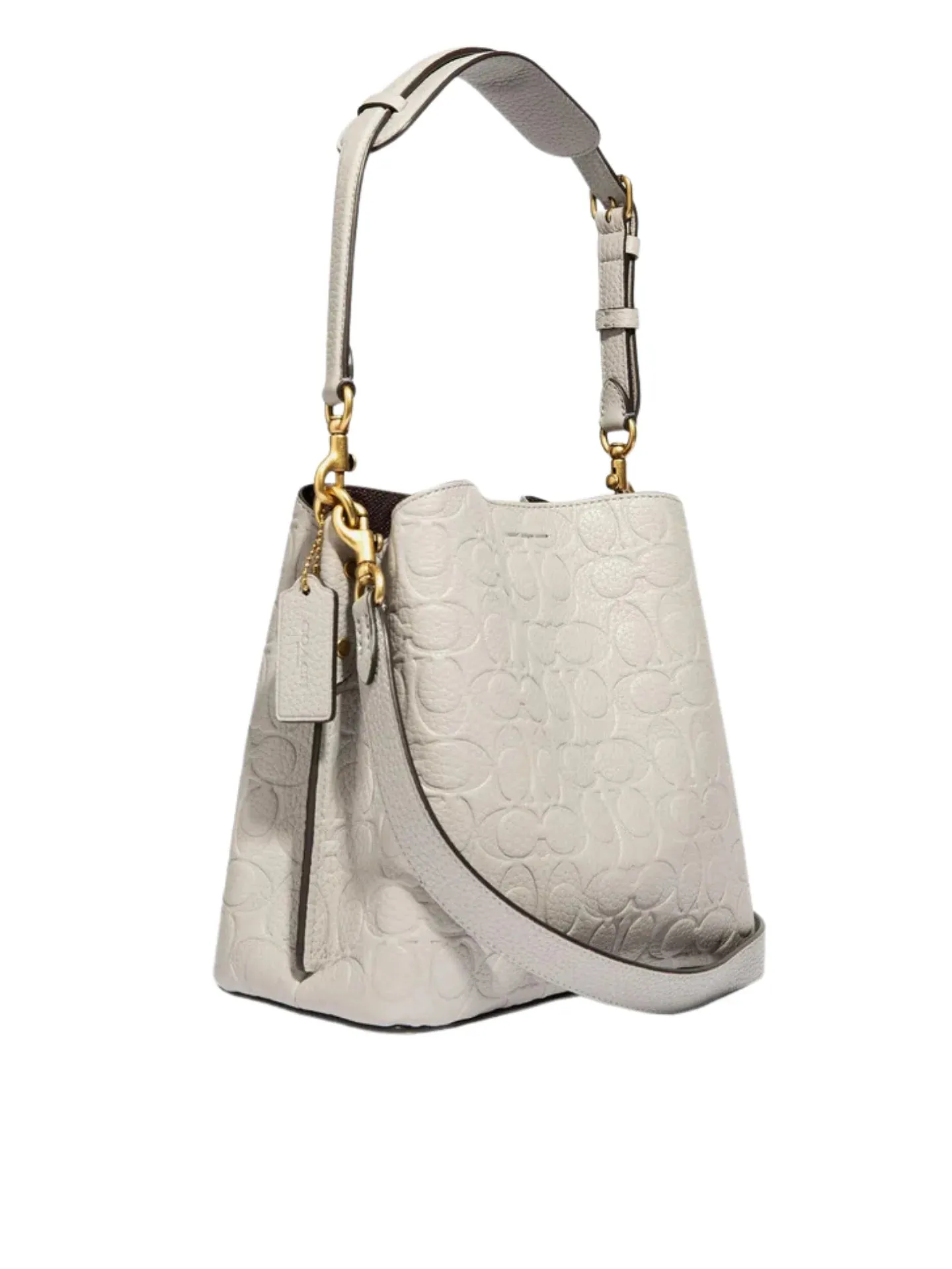 Coach Willow Bucket In Signature Embossed Leather Dove Grey