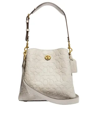 Coach Willow Bucket In Signature Embossed Leather Dove Grey