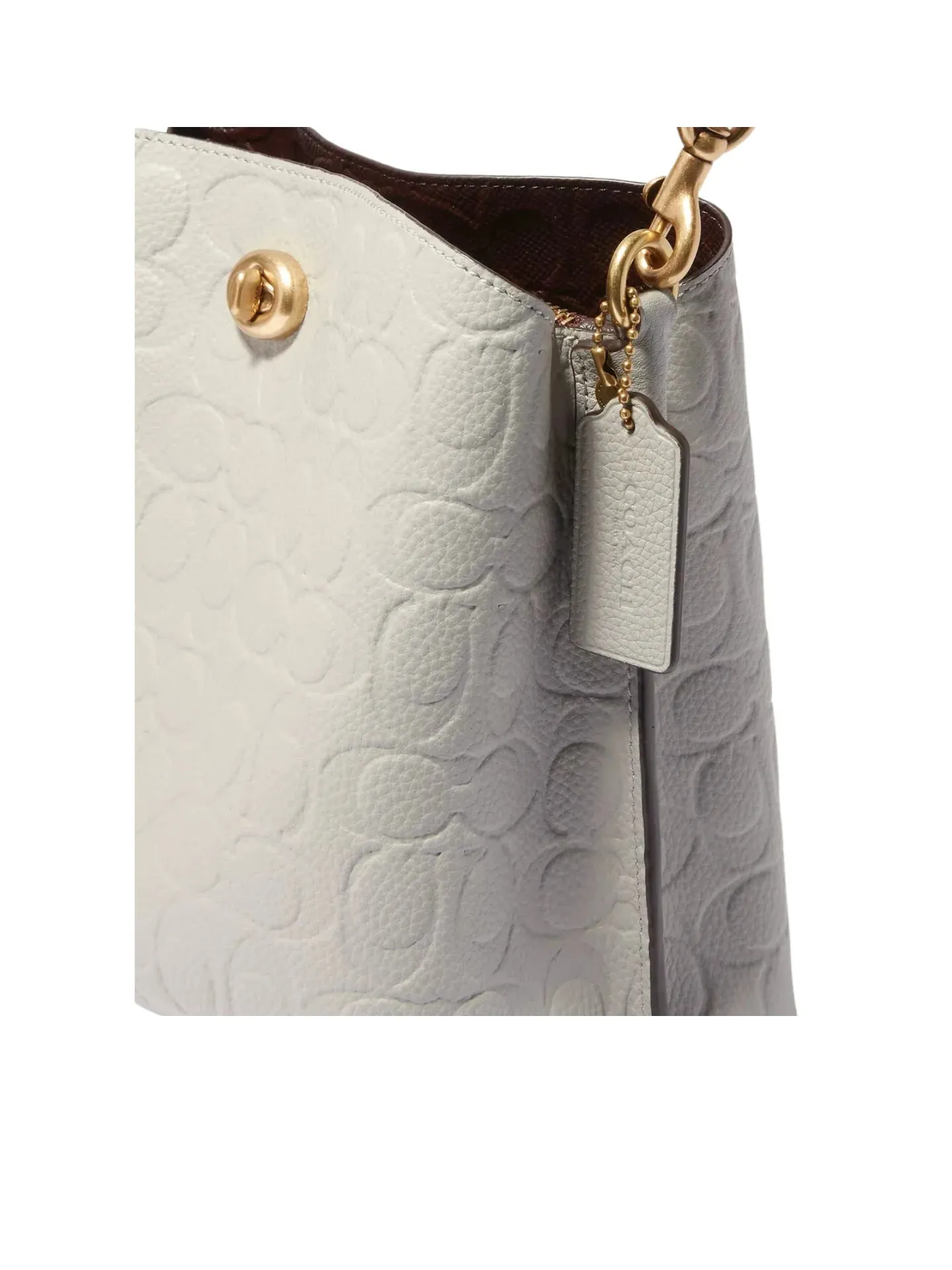 Coach Willow Bucket In Signature Embossed Leather Dove Grey