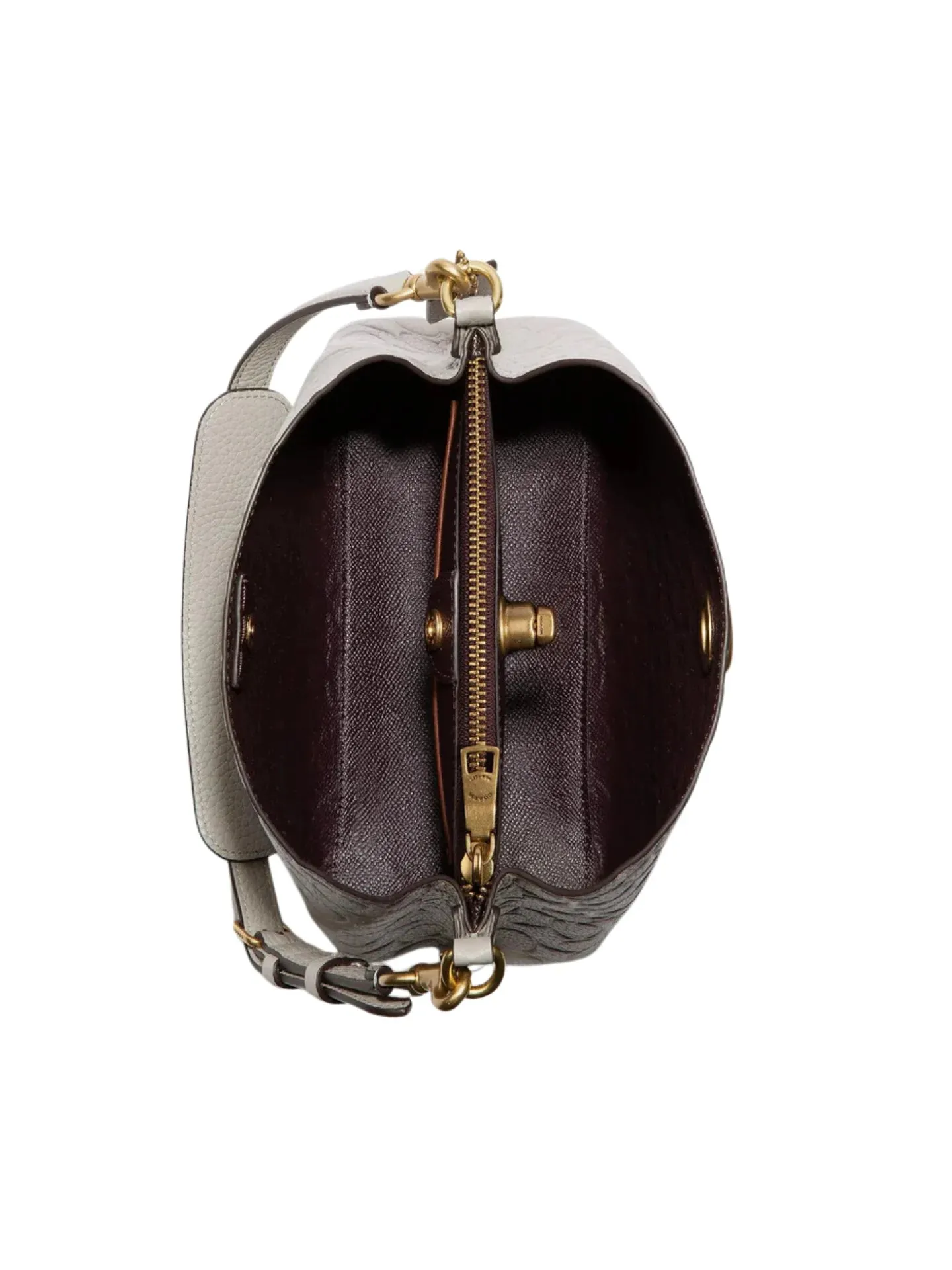 Coach Willow Bucket In Signature Embossed Leather Dove Grey