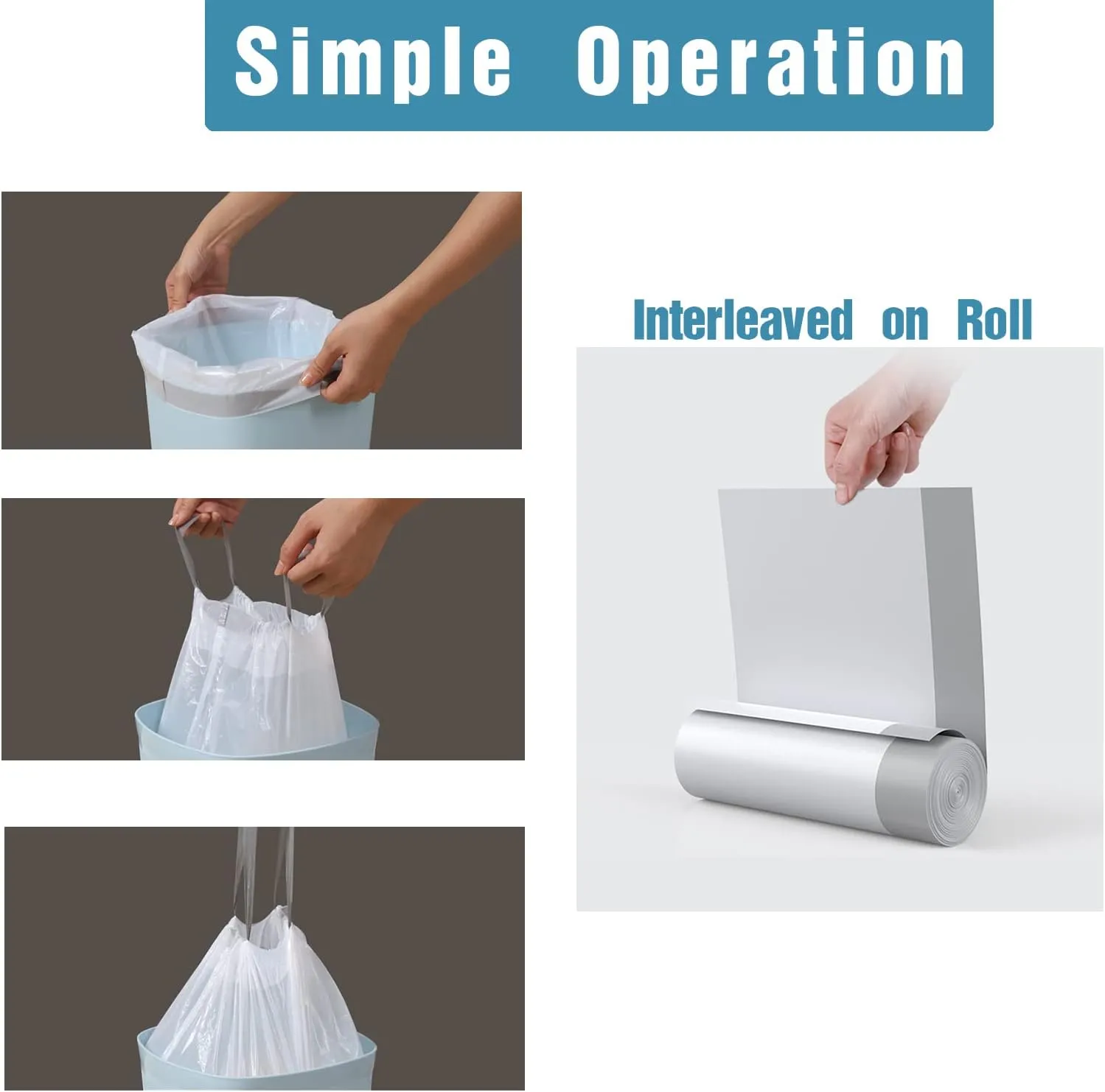 Code G (200 Count) 8 Gallon Heavy Duty Drawstring Trash Bags Compatible with simplehuman Code G Garbage Can Liners 8 Gallon/30 Liter | 1.2 Mil | White
