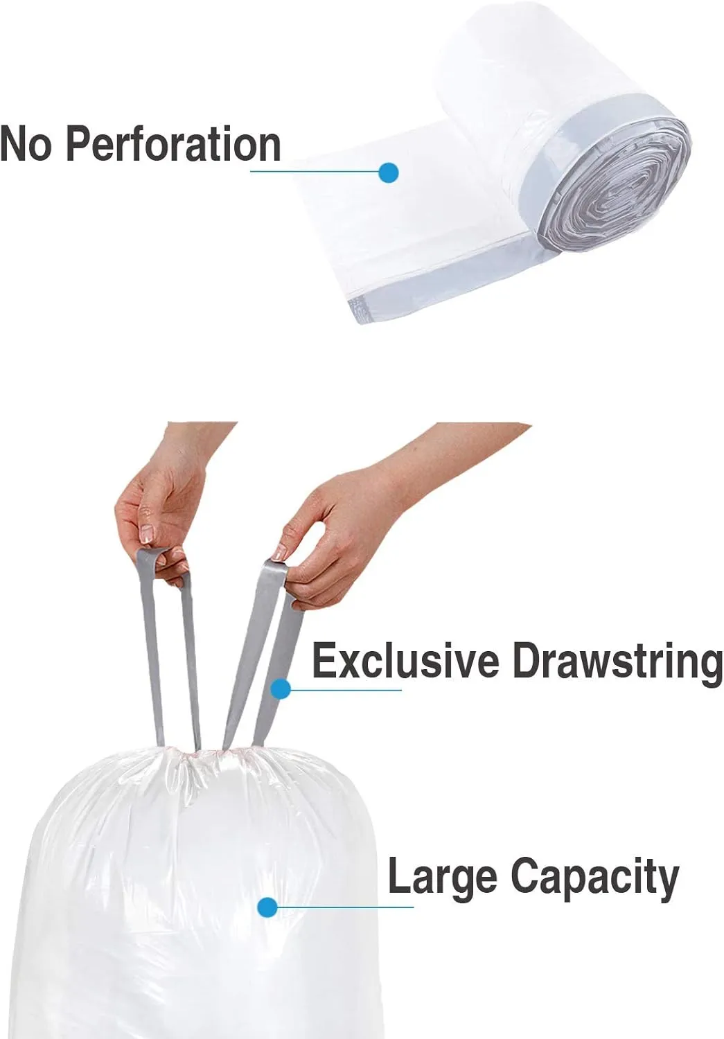 Code G (200 Count) 8 Gallon/30 Liter Heavy Duty Drawstring Plastic Trash Bags | 1.2 Mil Reliable1st Compatible with simpleman Code G | White Drawstring Garbage Liners 8 Gallon | 30 Liter