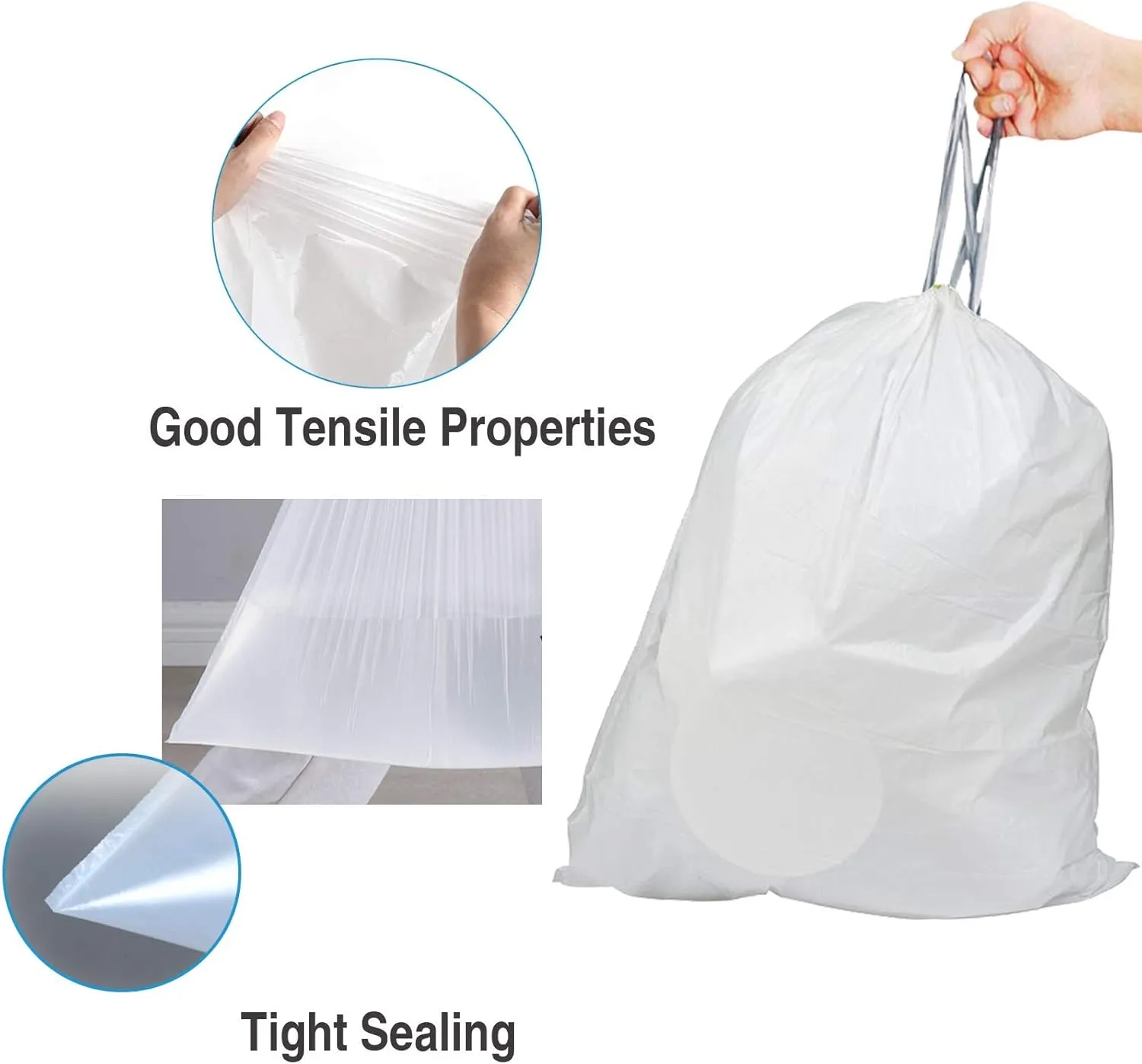 Code G (200 Count) 8 Gallon/30 Liter Heavy Duty Drawstring Plastic Trash Bags | 1.2 Mil Reliable1st Compatible with simpleman Code G | White Drawstring Garbage Liners 8 Gallon | 30 Liter