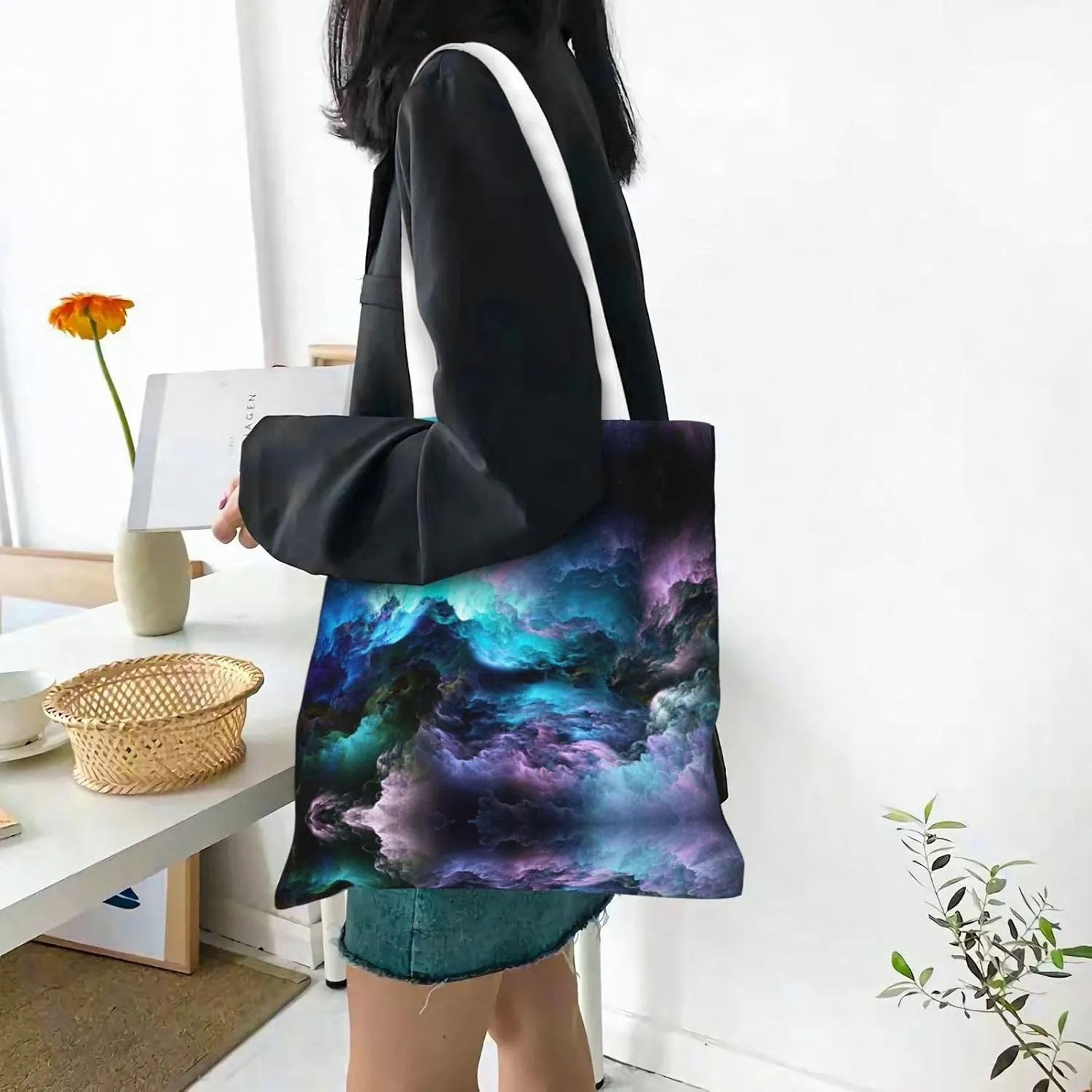 Colorful Brick Print Foldable Tote Bag For Women Large Tote Shoulder Handbag Reusable Grocery Bags Travel Work