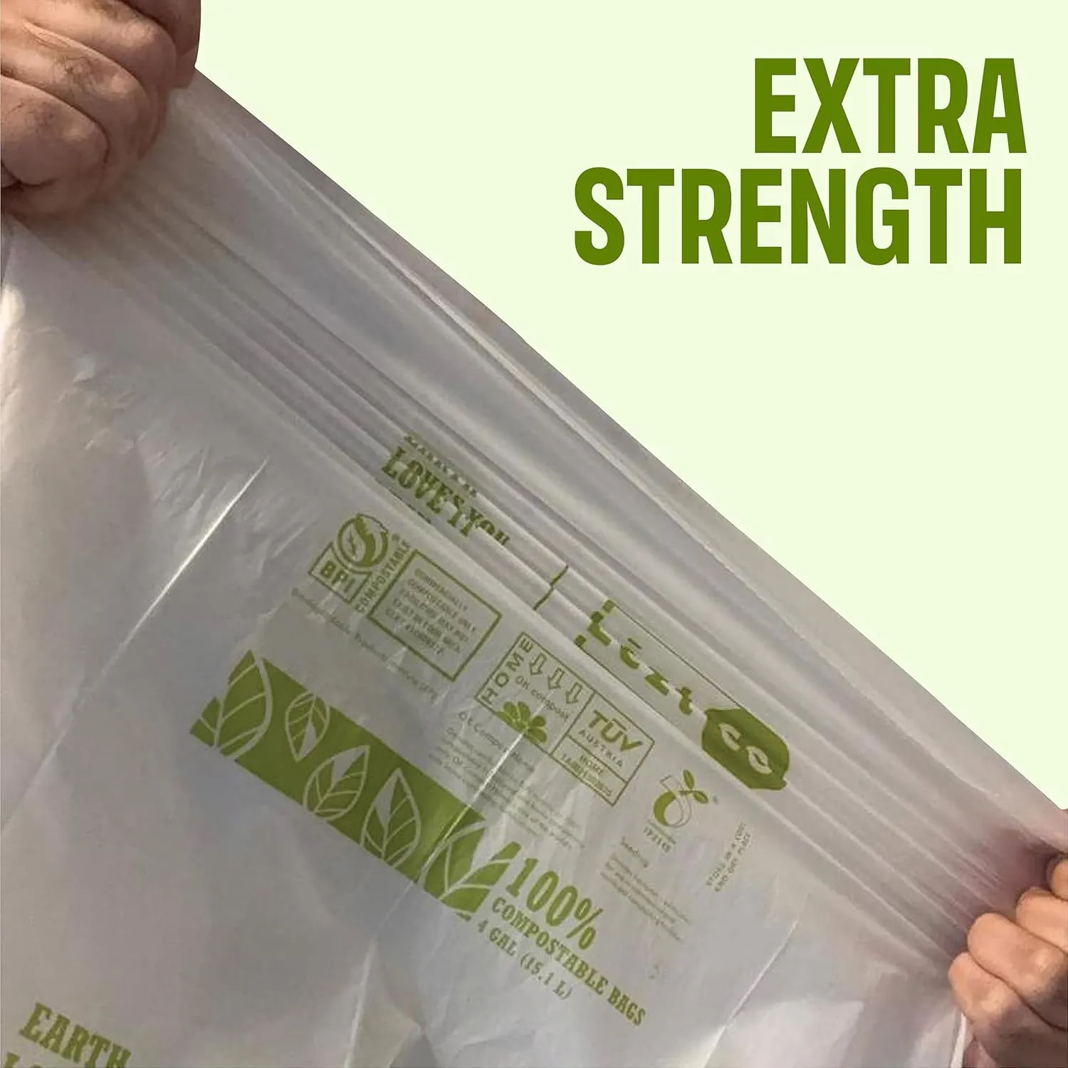 Compostable Garbage Bags | 8 Gallons, 50 Count, 28" x 21.6" | Waste Disposal bags for Kitchen | Plant-Based with Drawstring Bags | Indoor & Outdoor | Food Scrap Wastege