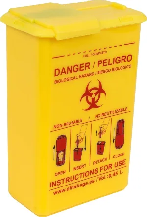 Conbio's XL, Contenedor de agujas de bolsillo, Con tapa deslizante, Amarillo