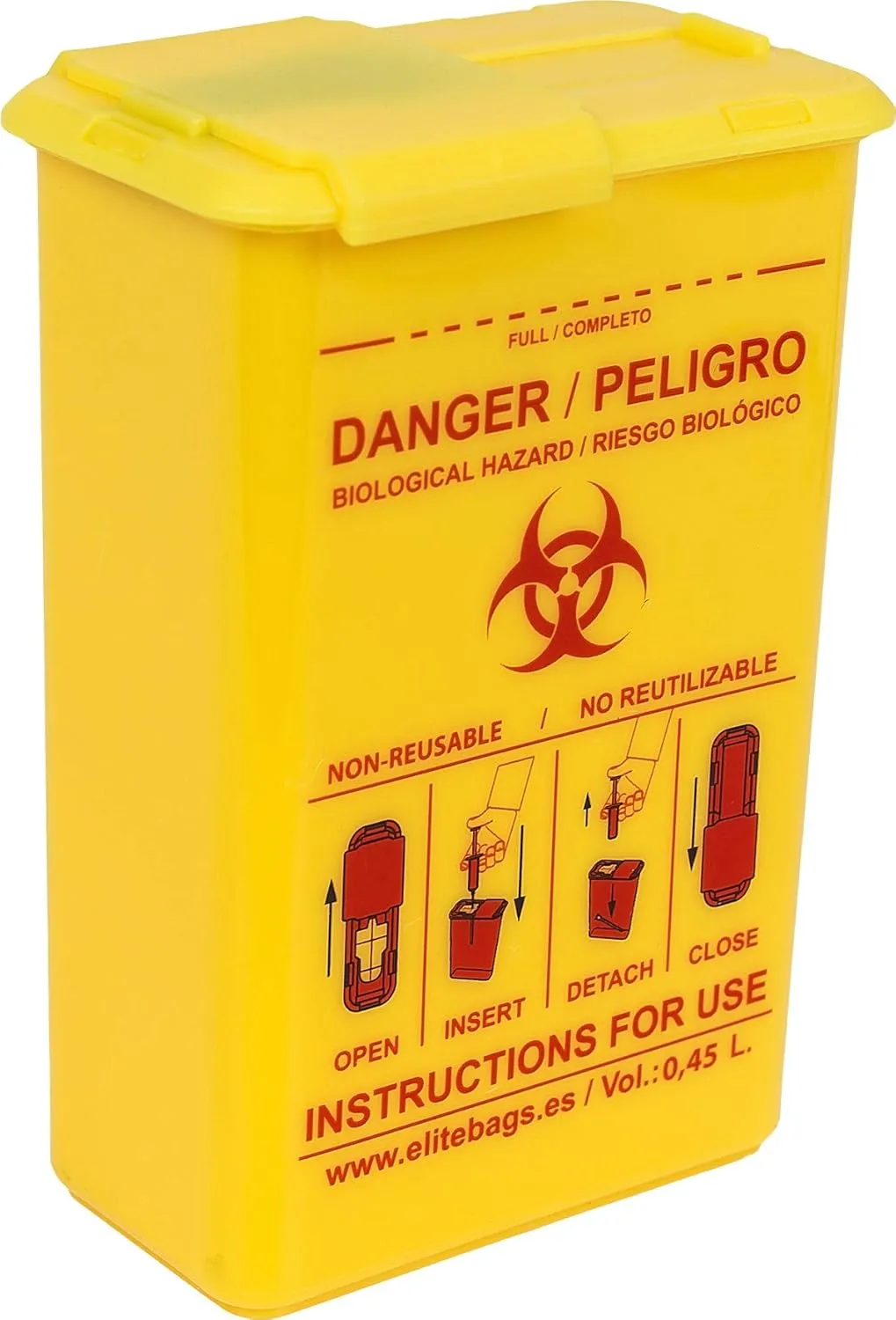 Conbio's XL, Contenedor de agujas de bolsillo, Con tapa deslizante, Amarillo
