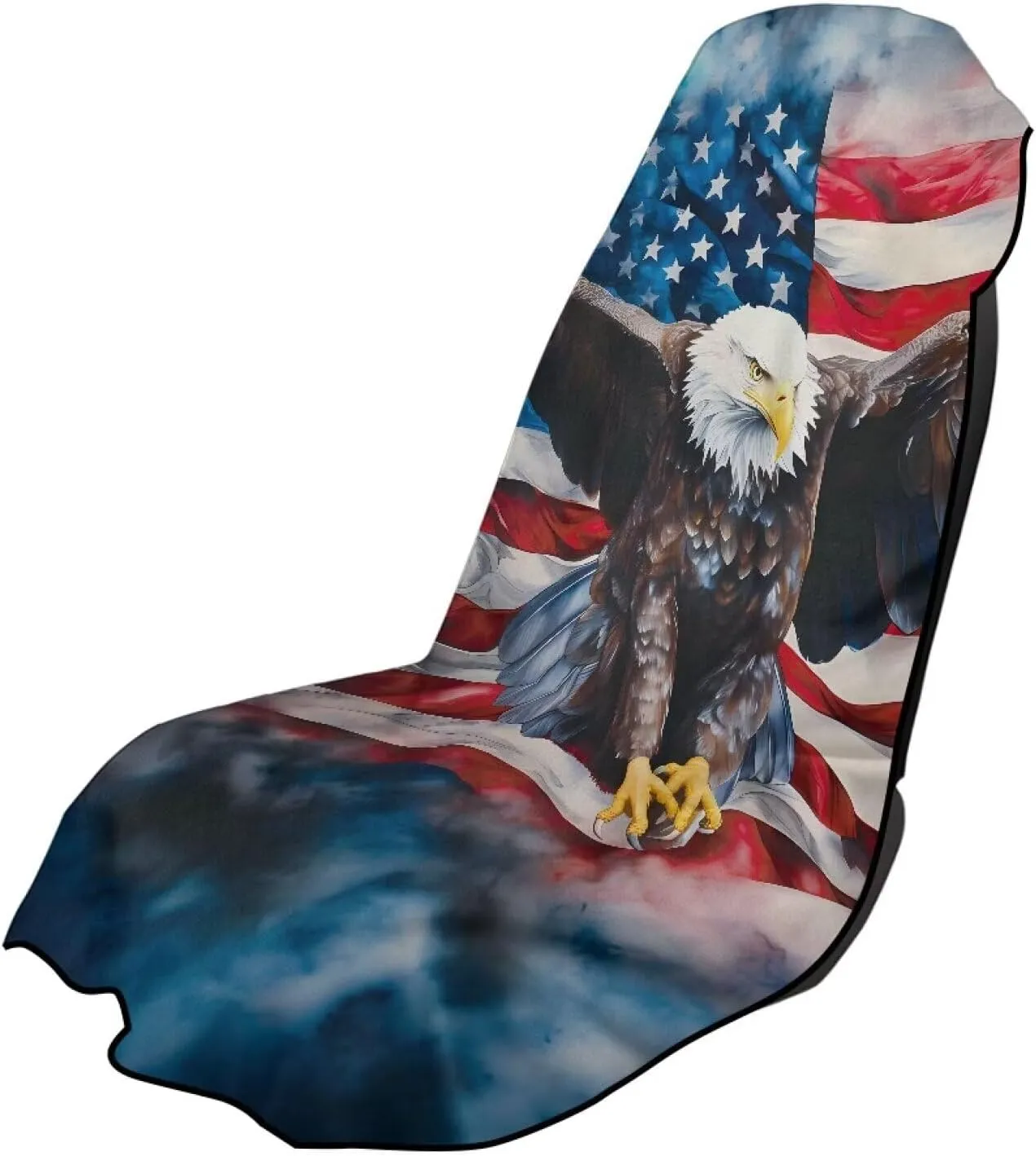 Cool Eagle Flag Car Seat Towel Cover for Post Gym Workout, Running, Swimming, and Hiking, Universal Fit Anti-Slip Sweatproof Bucket Seat Protector for Cars, SUVs, Trucks