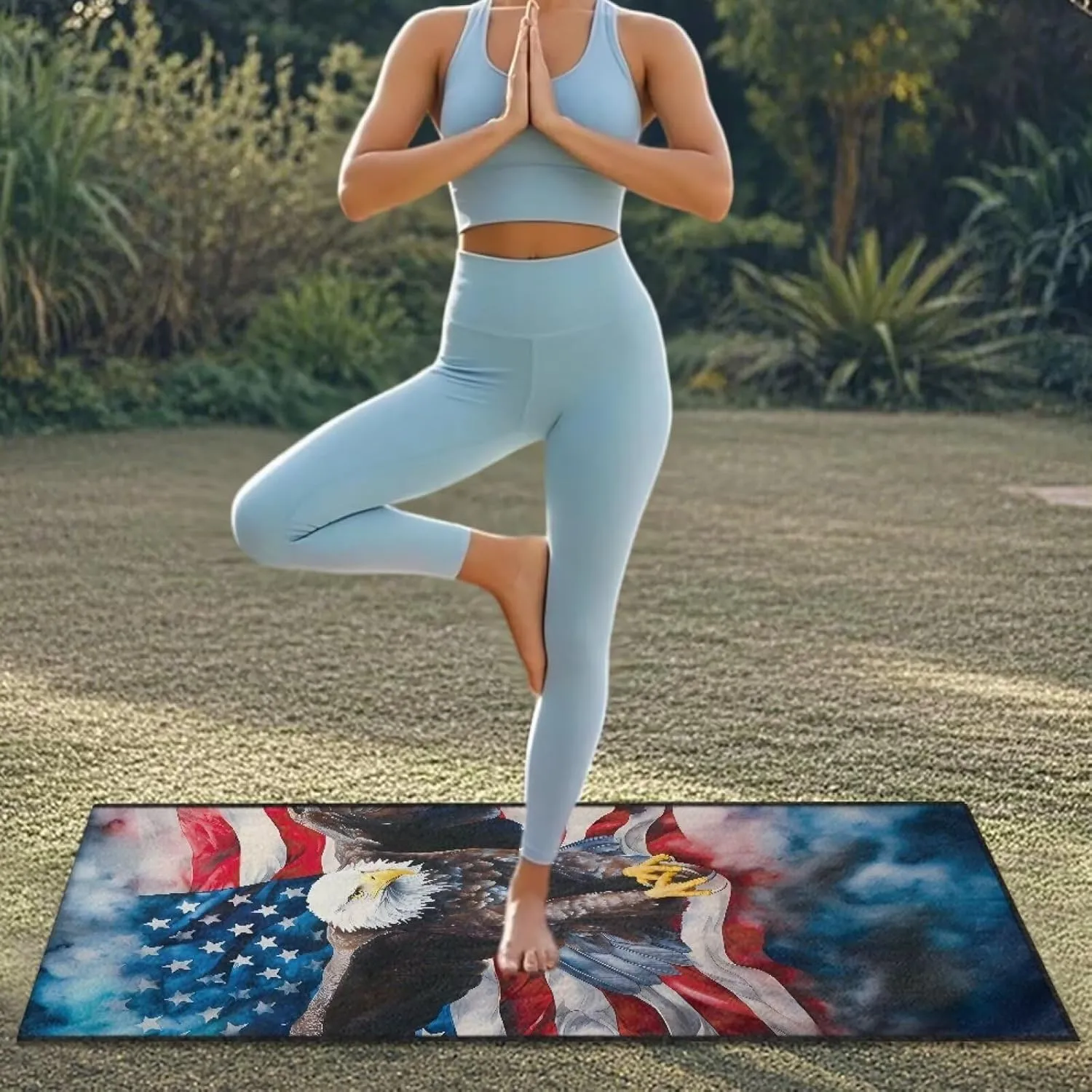 Cool Eagle Flag Car Seat Towel Cover for Post Gym Workout, Running, Swimming, and Hiking, Universal Fit Anti-Slip Sweatproof Bucket Seat Protector for Cars, SUVs, Trucks