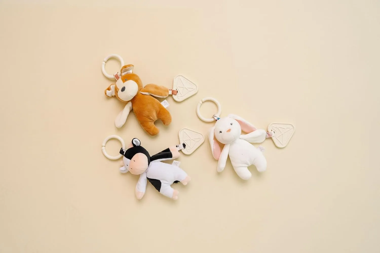 Copper Pearl On-The-Go Plush: Clip On Baby Toys for Travel, Soft Stuffed Bunny Plush with Teether for Sensory Development - Bella Bunny