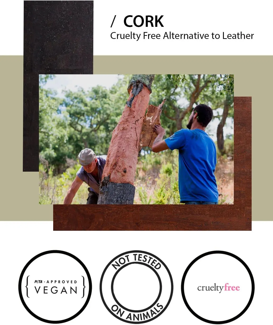 Cork Purse Vegan Handbag for Women | Cruelty Free Satchel Non Leather | Roomy Bag