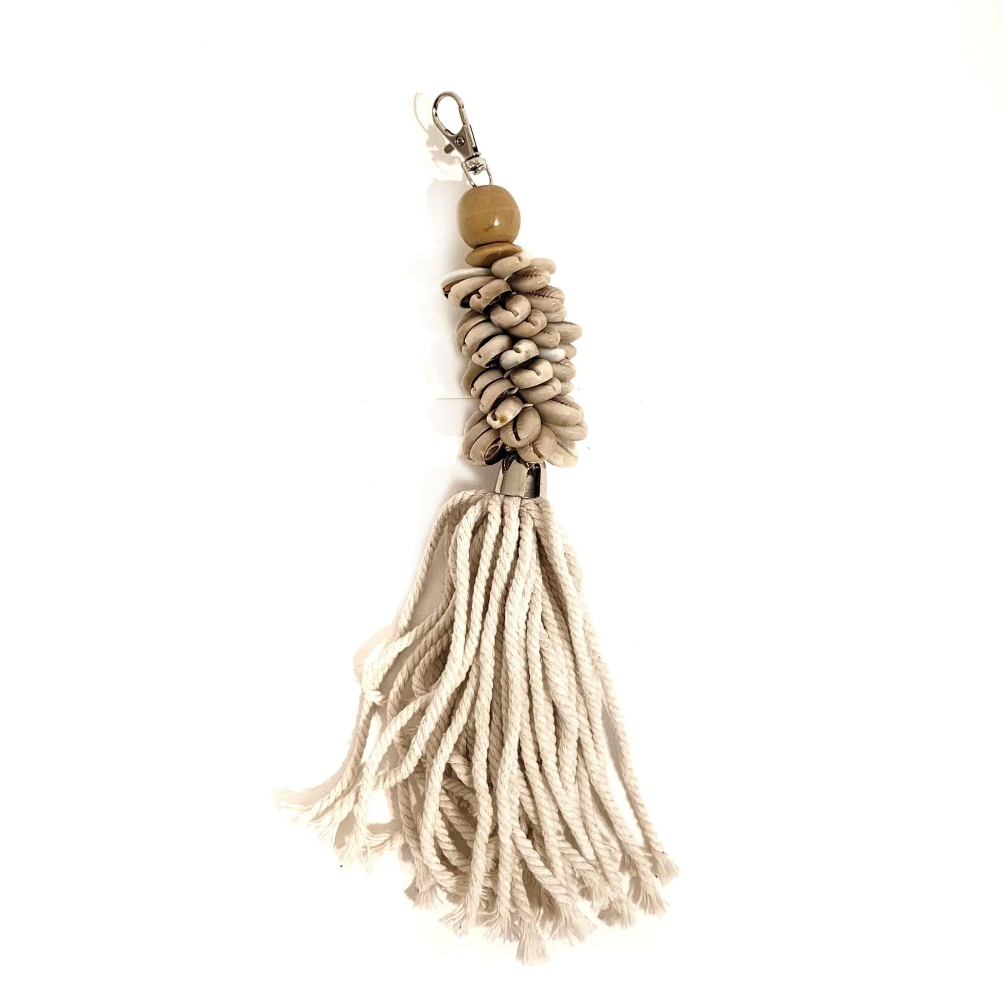 Cowrie Shell Cluster Keyring - Coastal Bag Accessory
