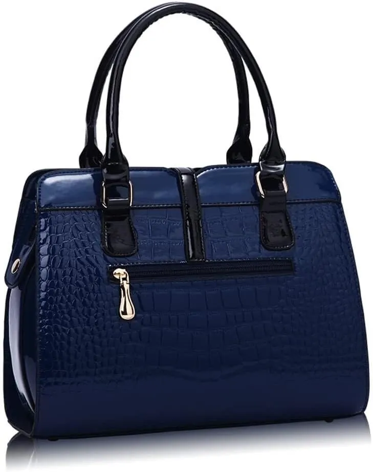 Crocodile Grain Top Handle Tote Work Bags Faux Leather Shoulder Bags with Strap Women's Handbags Satchel Purses
