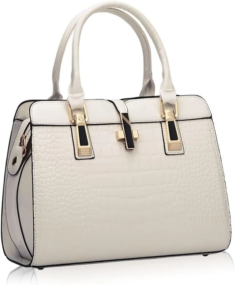 Crocodile Grain Top Handle Tote Work Bags Faux Leather Shoulder Bags with Strap Women's Handbags Satchel Purses