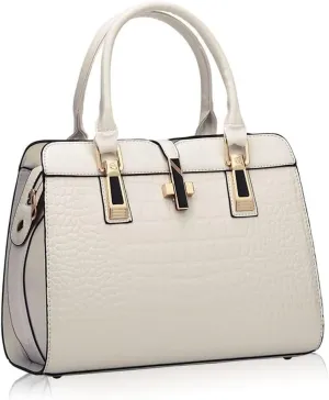 Crocodile Grain Top Handle Tote Work Bags Faux Leather Shoulder Bags with Strap Women's Handbags Satchel Purses
