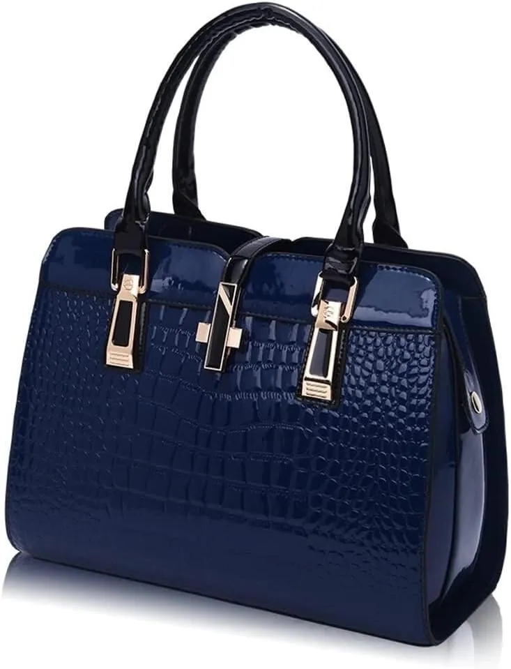 Crocodile Grain Top Handle Tote Work Bags Faux Leather Shoulder Bags with Strap Women's Handbags Satchel Purses