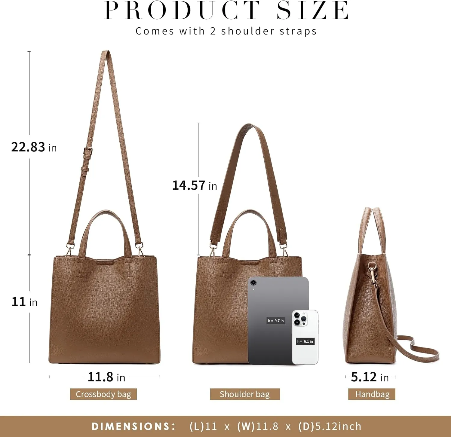 Crossbody Bag for Women Leather Tote Bag for Women Shoulder Handbag Purse Bucket Bag Purse with 2PCS Shoulder Strap