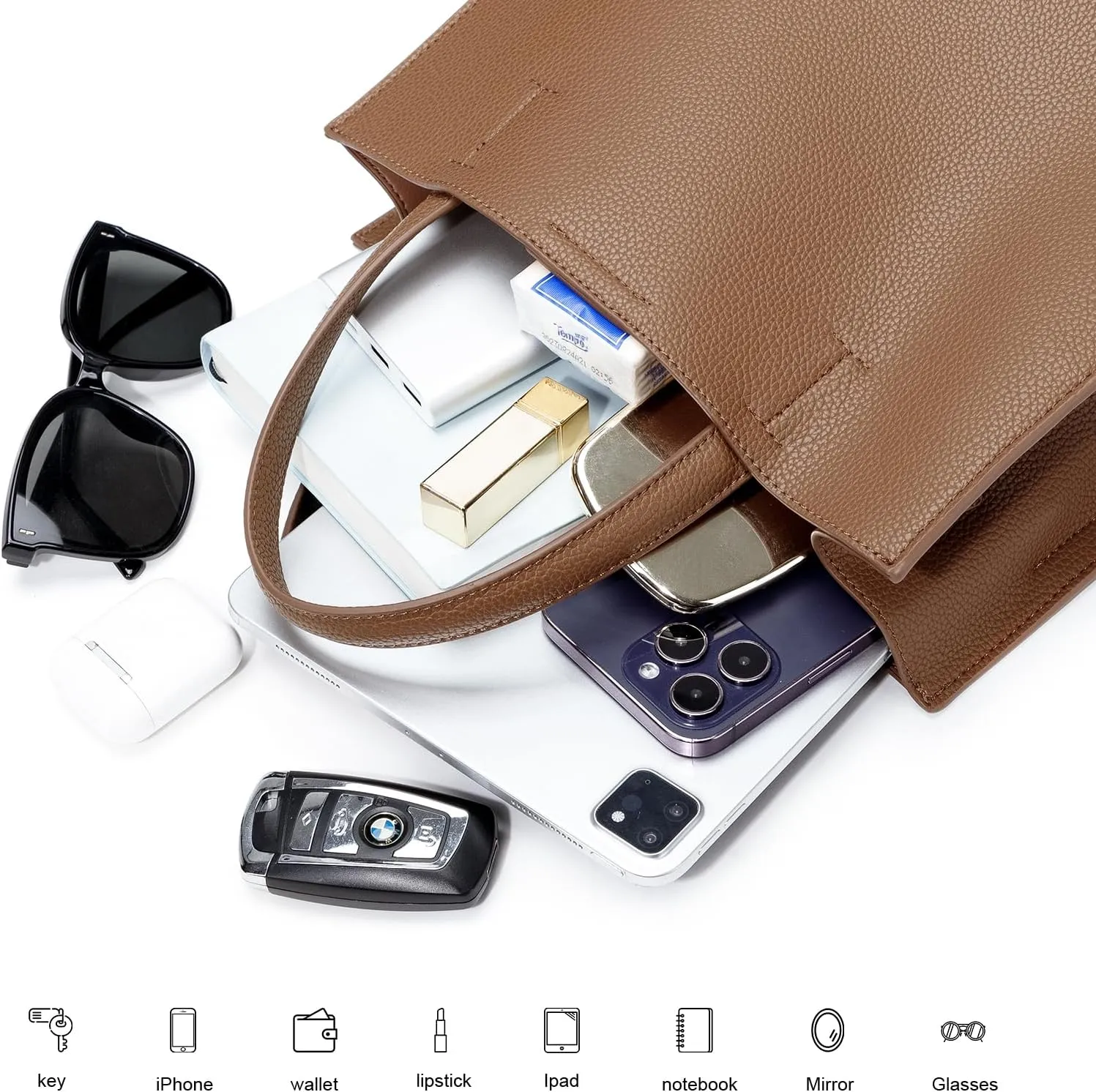 Crossbody Bag for Women Leather Tote Bag for Women Shoulder Handbag Purse Bucket Bag Purse with 2PCS Shoulder Strap