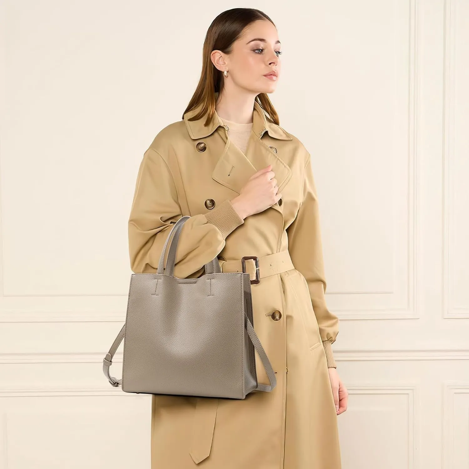 Crossbody Bag for Women Leather Tote Bag for Women Shoulder Handbag Purse Bucket Bag Purse with 2PCS Shoulder Strap