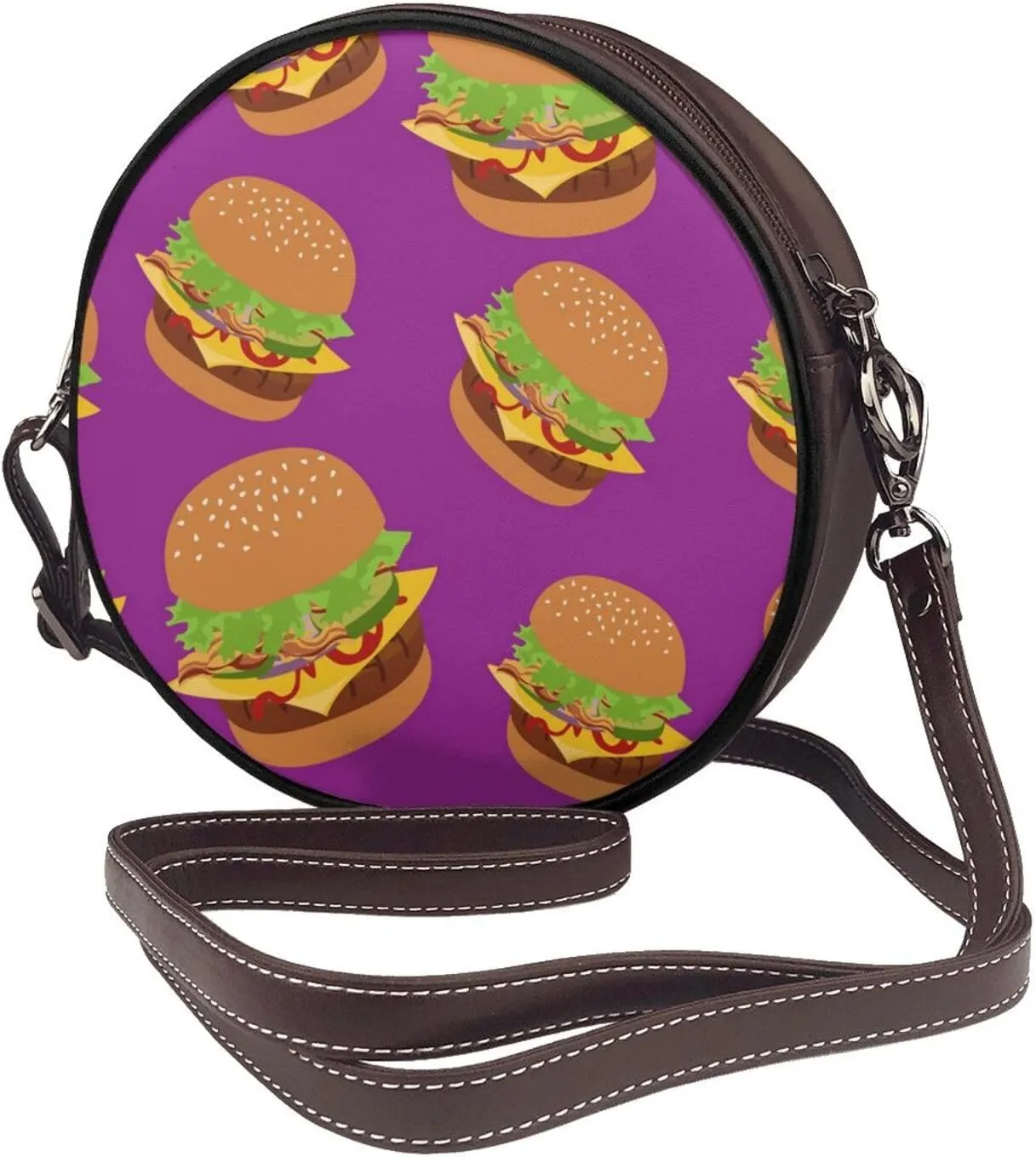 Crossbody Bags for Women, Round PU Leather Purses Crossbody Handbag Purse with Adjustable Strap