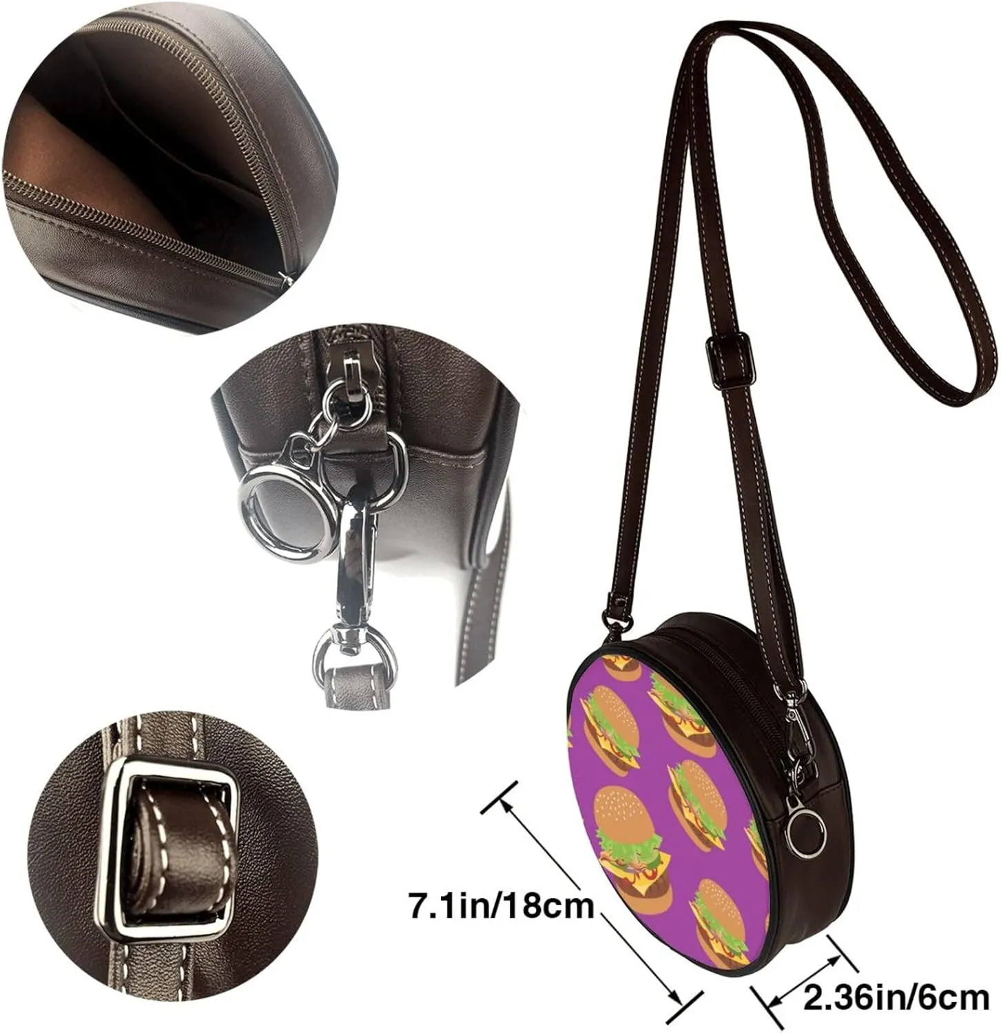 Crossbody Bags for Women, Round PU Leather Purses Crossbody Handbag Purse with Adjustable Strap