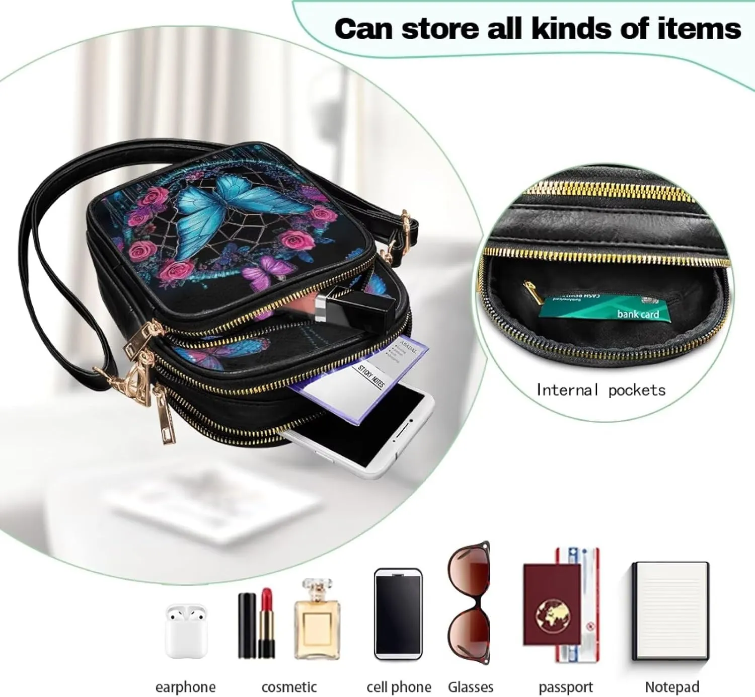 Crossbody Bags for Women Small Size Travel Leather Shoulder Purses Mini Satchel Bag