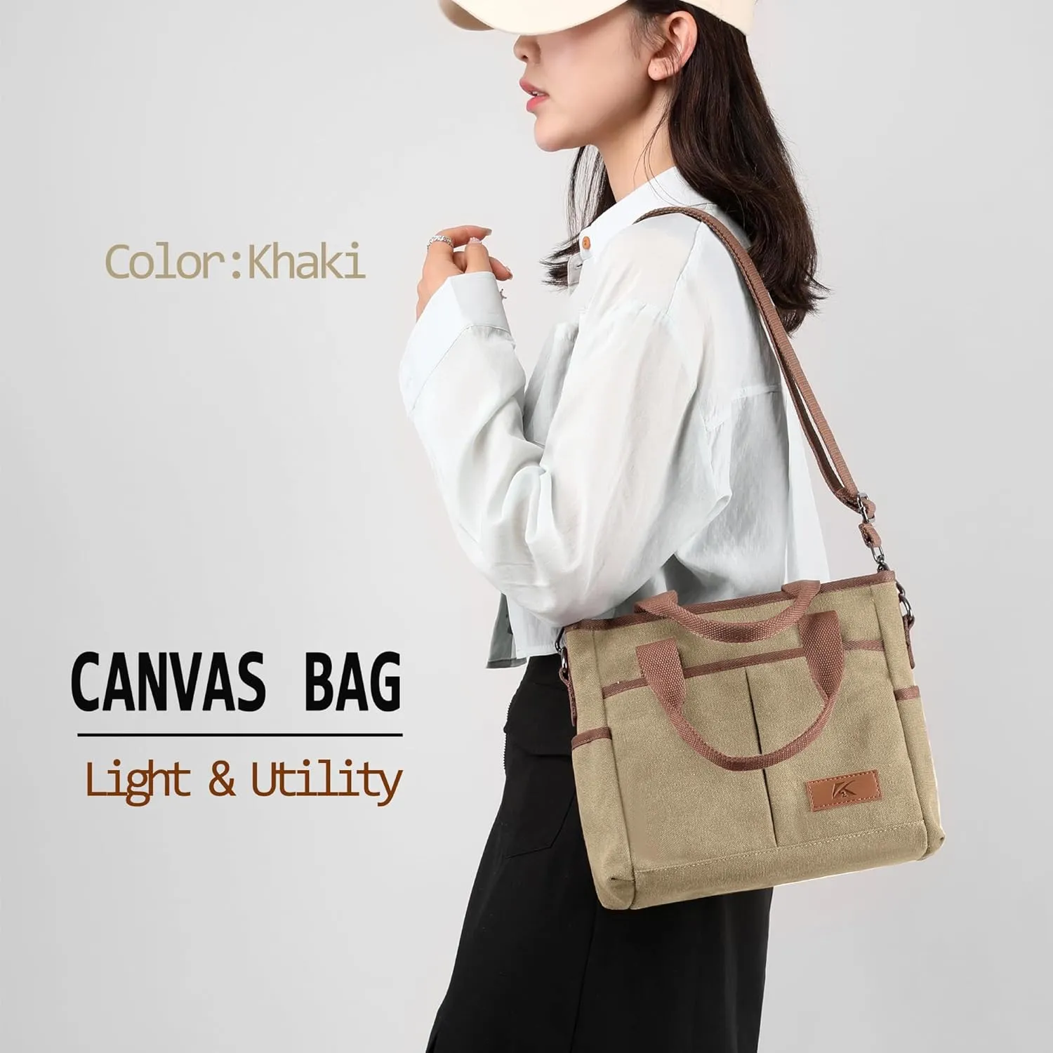 Crossbody Bags for Women Trendy Small Canvas Hobo Tote Top-handle Handbag Multi-pocket Casual Going Out Purse Satchel
